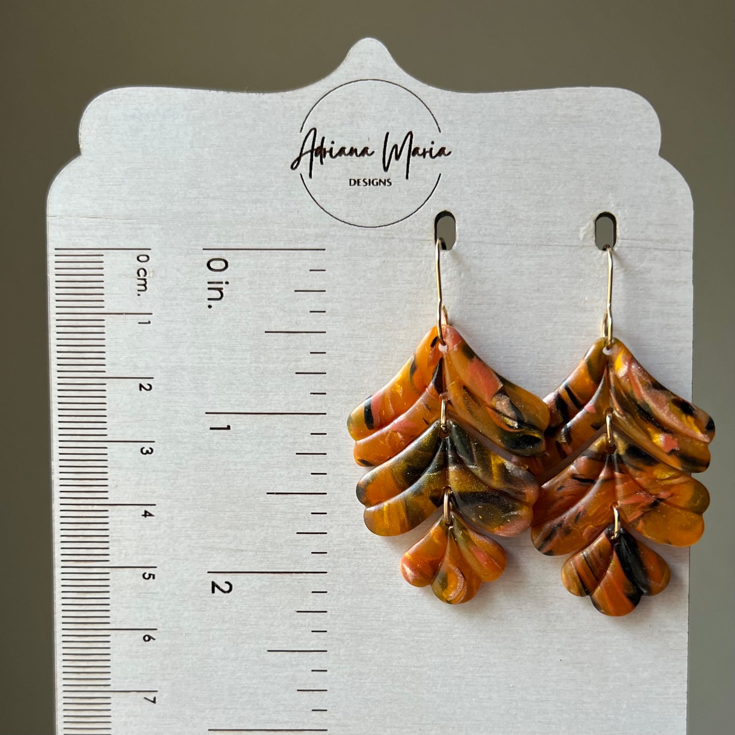 Amber Flame: Foliage Polymer Clay Earrings