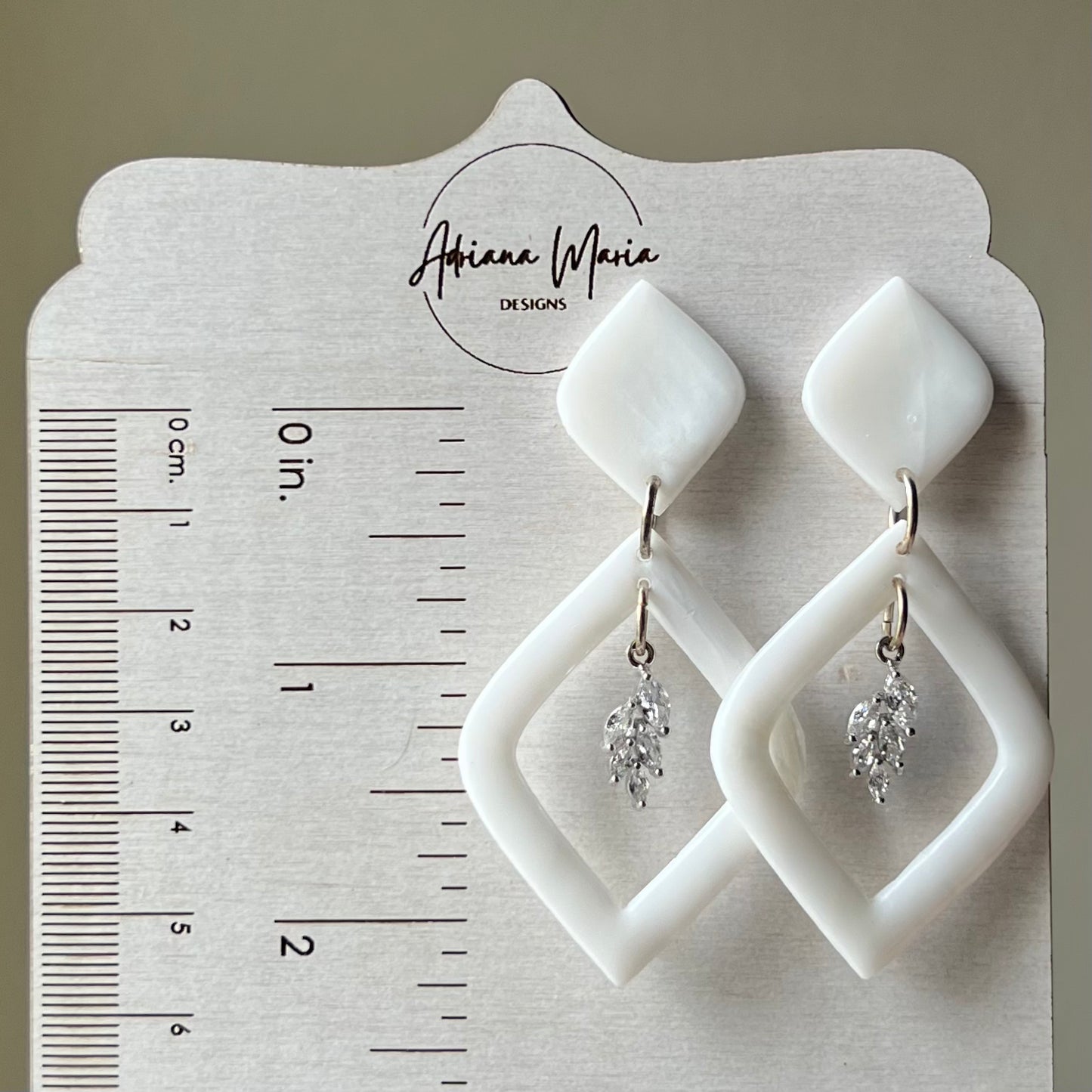 White & Translucent Marbled Polymer Clay Earrings