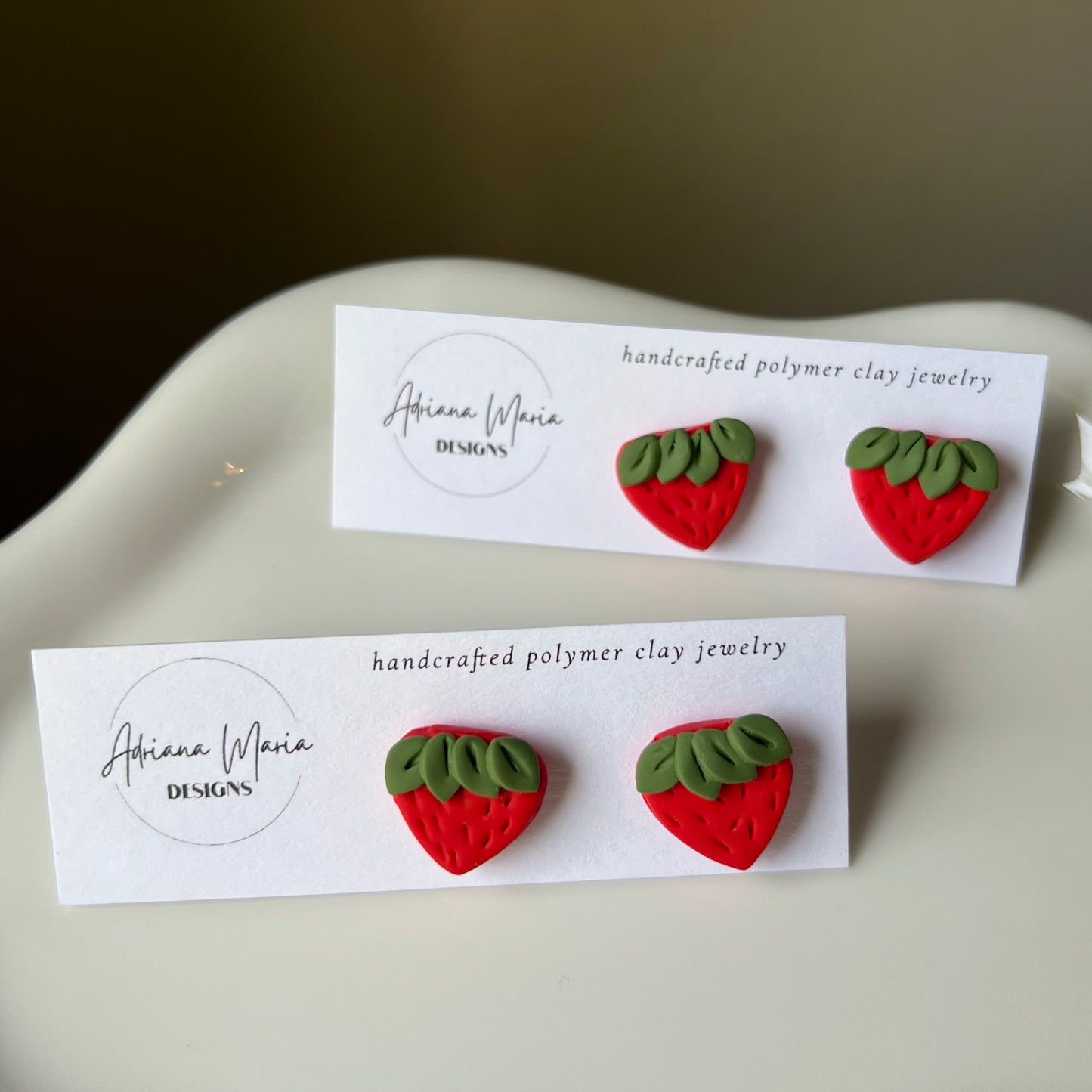Strawberry Polymer Clay Stud Earrings