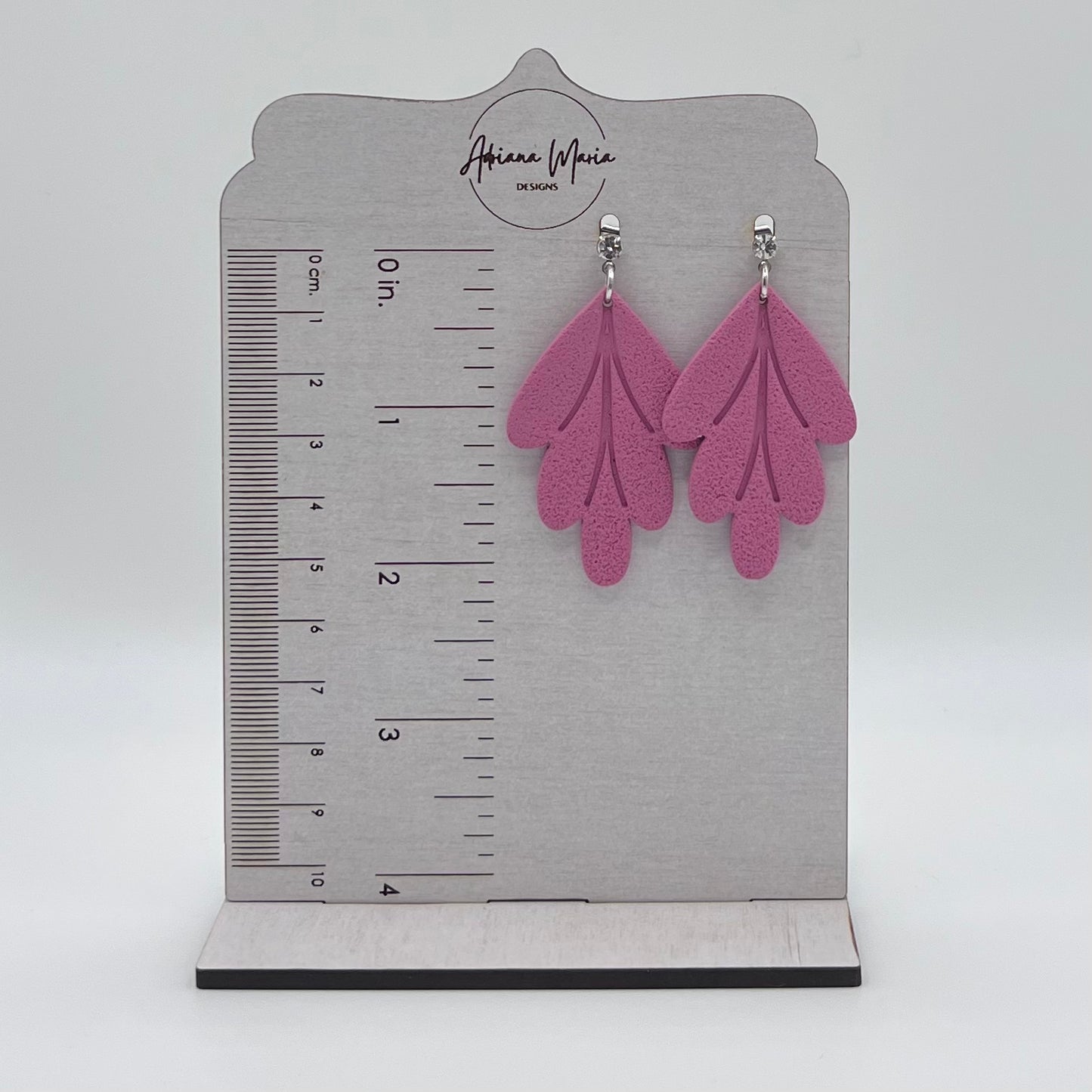 Dusty Pink Leaf Clay Earrings