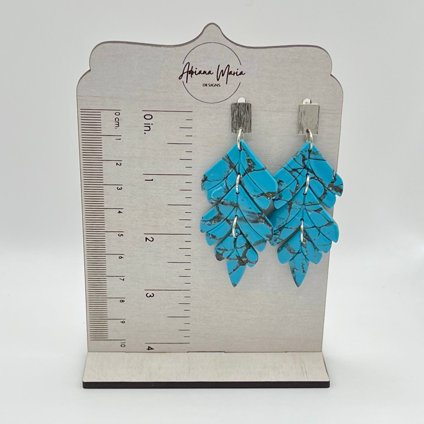 Turquoise Stone Inspired Polymer Clay Statement Earrings