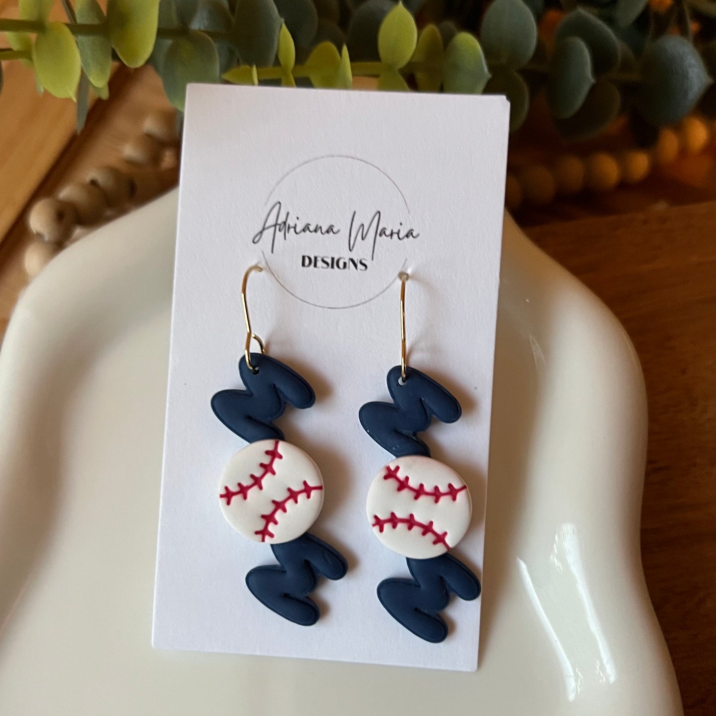 Baseball MOM Dangle Polymer Clay Earrings