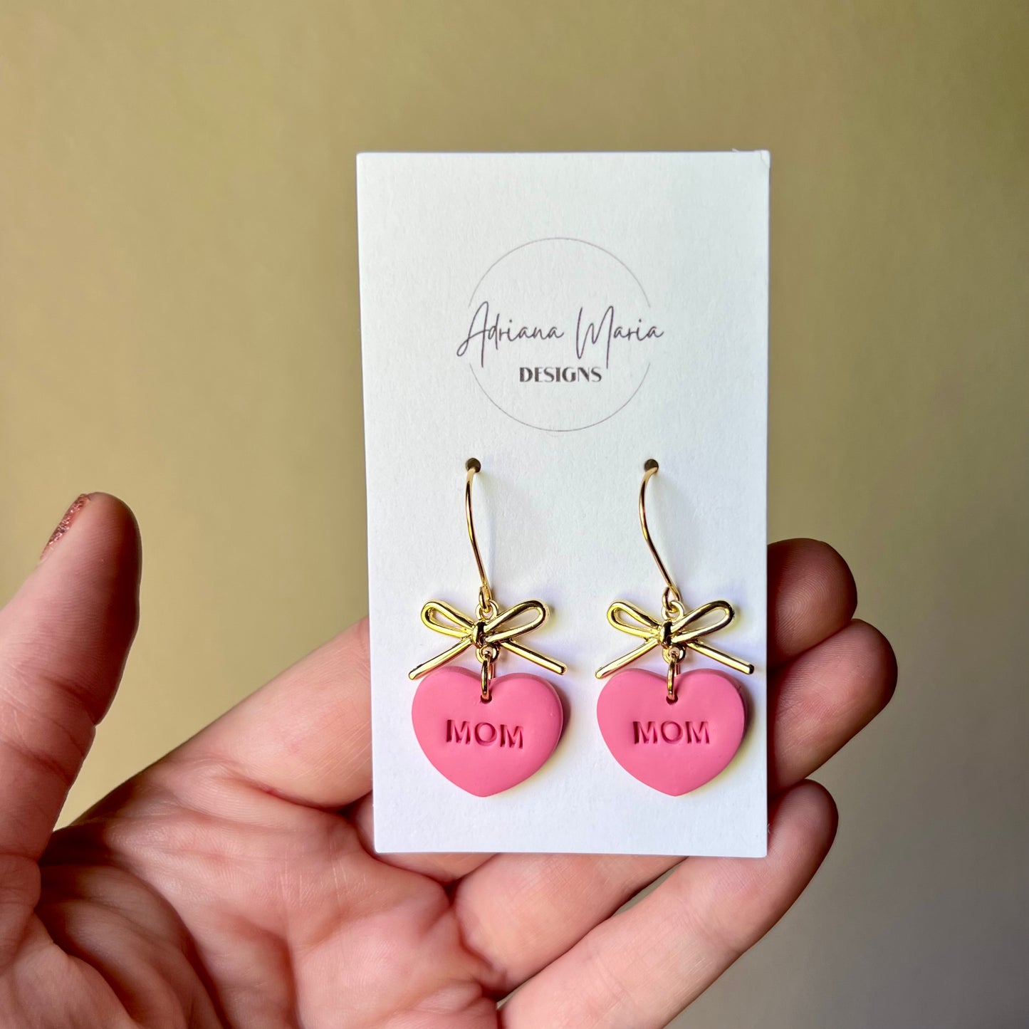 Mother’s Day Mom & Mama Heart Polymer Clay Earrings