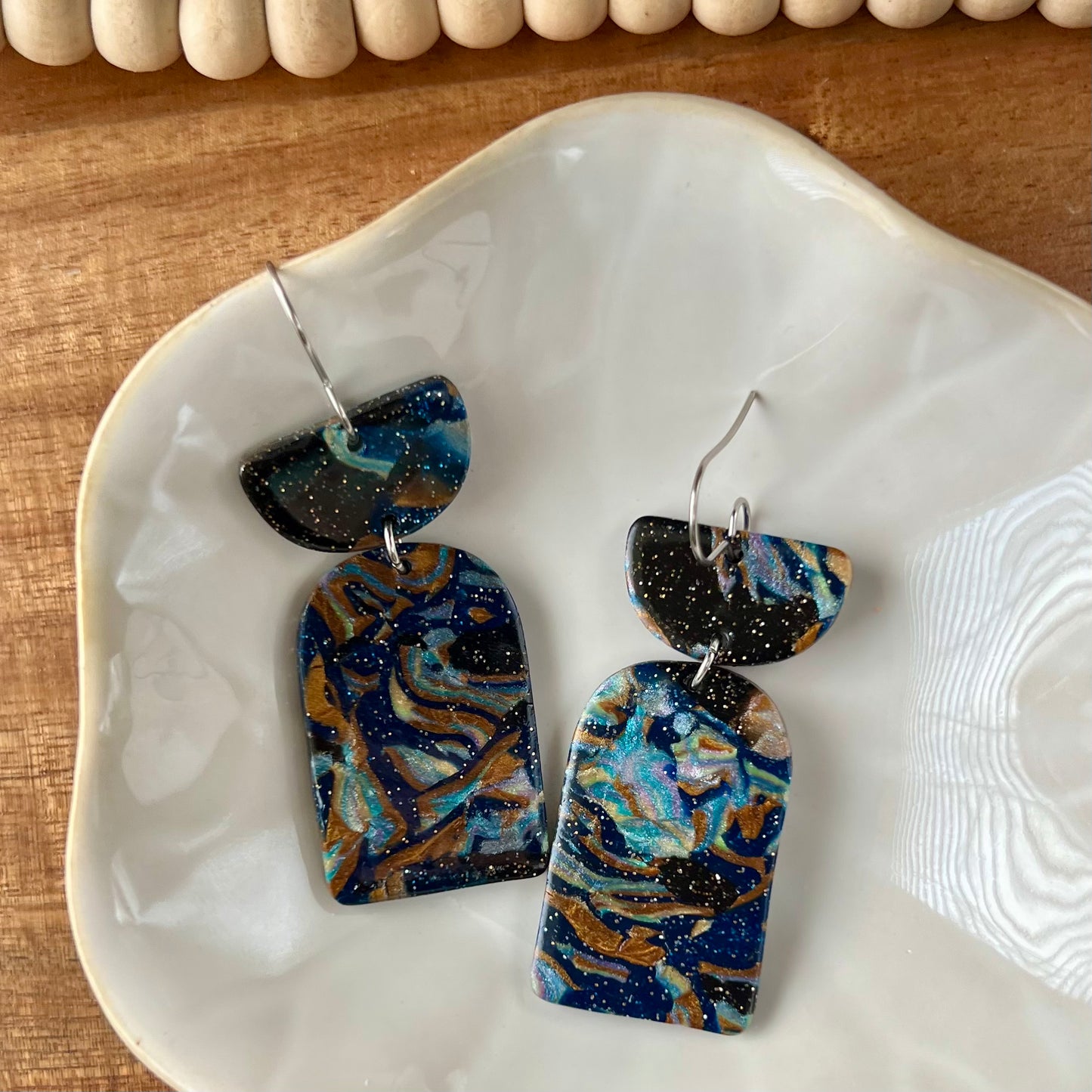 Dark Galaxy Polymer Clay Earrings