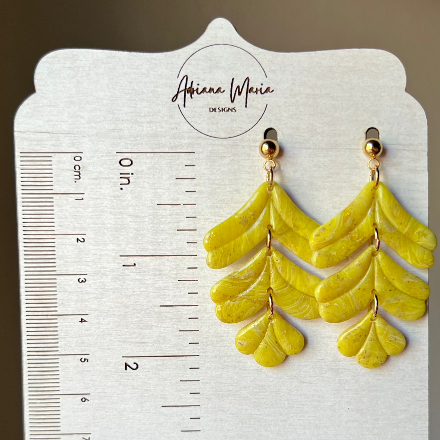Yellow Marbled Polymer Clay Earrings