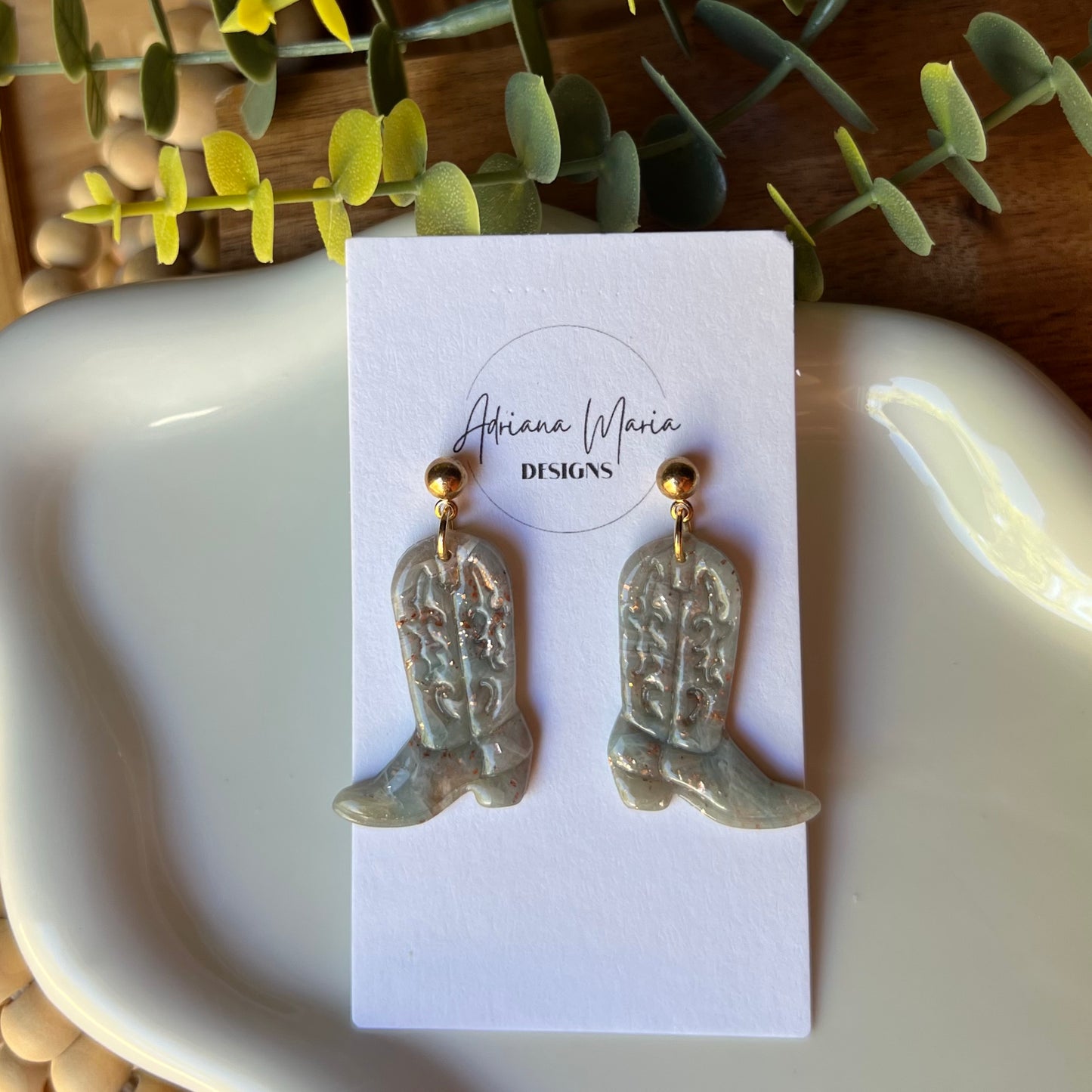 Ethereal Waves Collection: Cowgirl Boot Polymer Clay Earrings