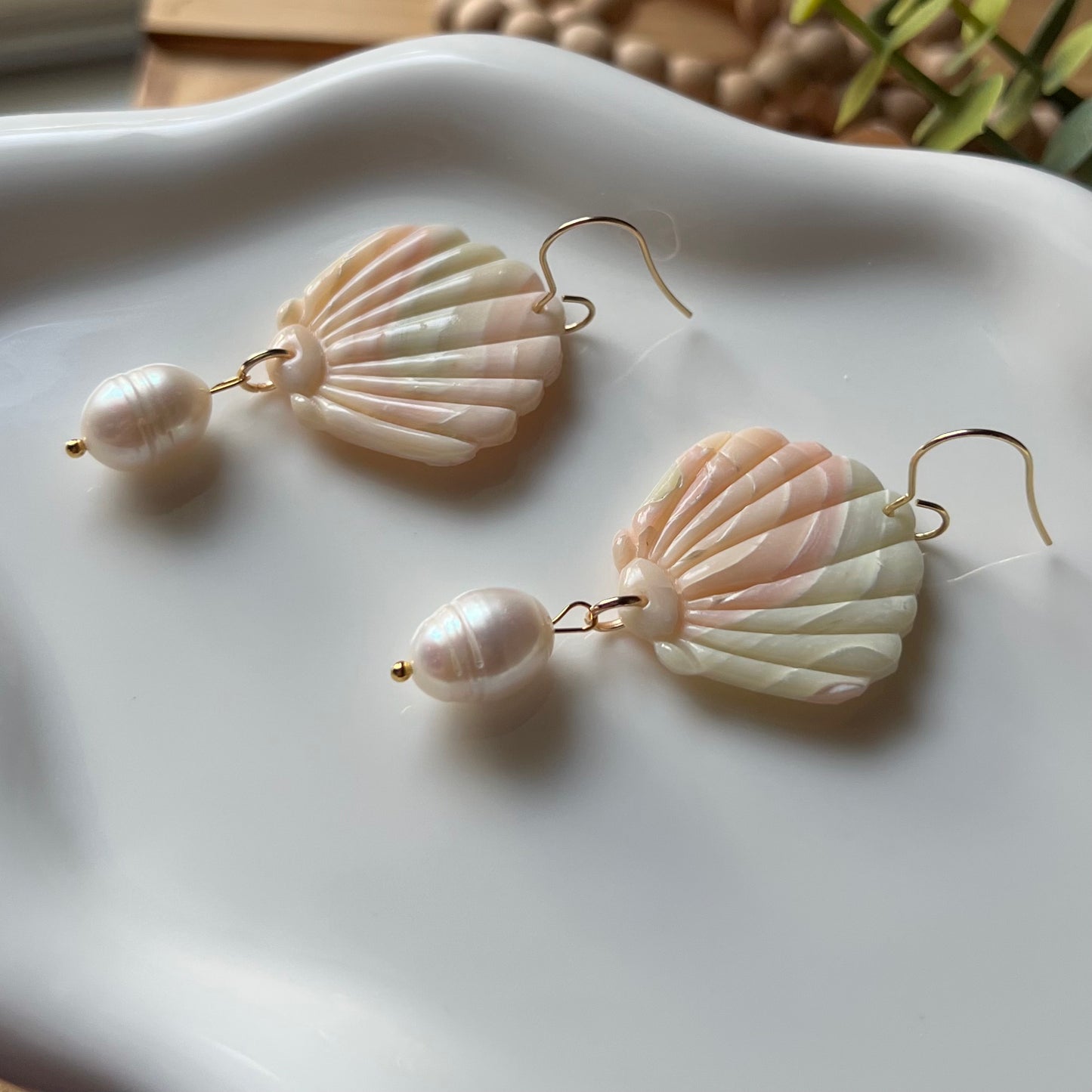 Pastel Dreams Seashell Polymer Clay Earrings