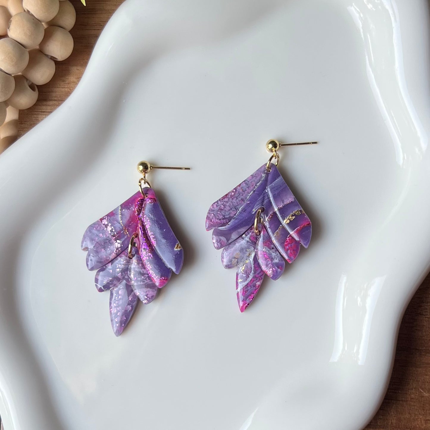 Dream In Purple: Agate Marbled Polymer Clay Earrings