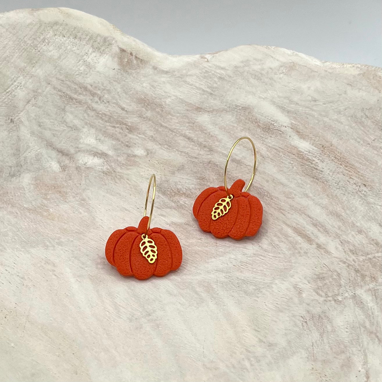 Pumpkin Polymer Clay Hoop Earrings