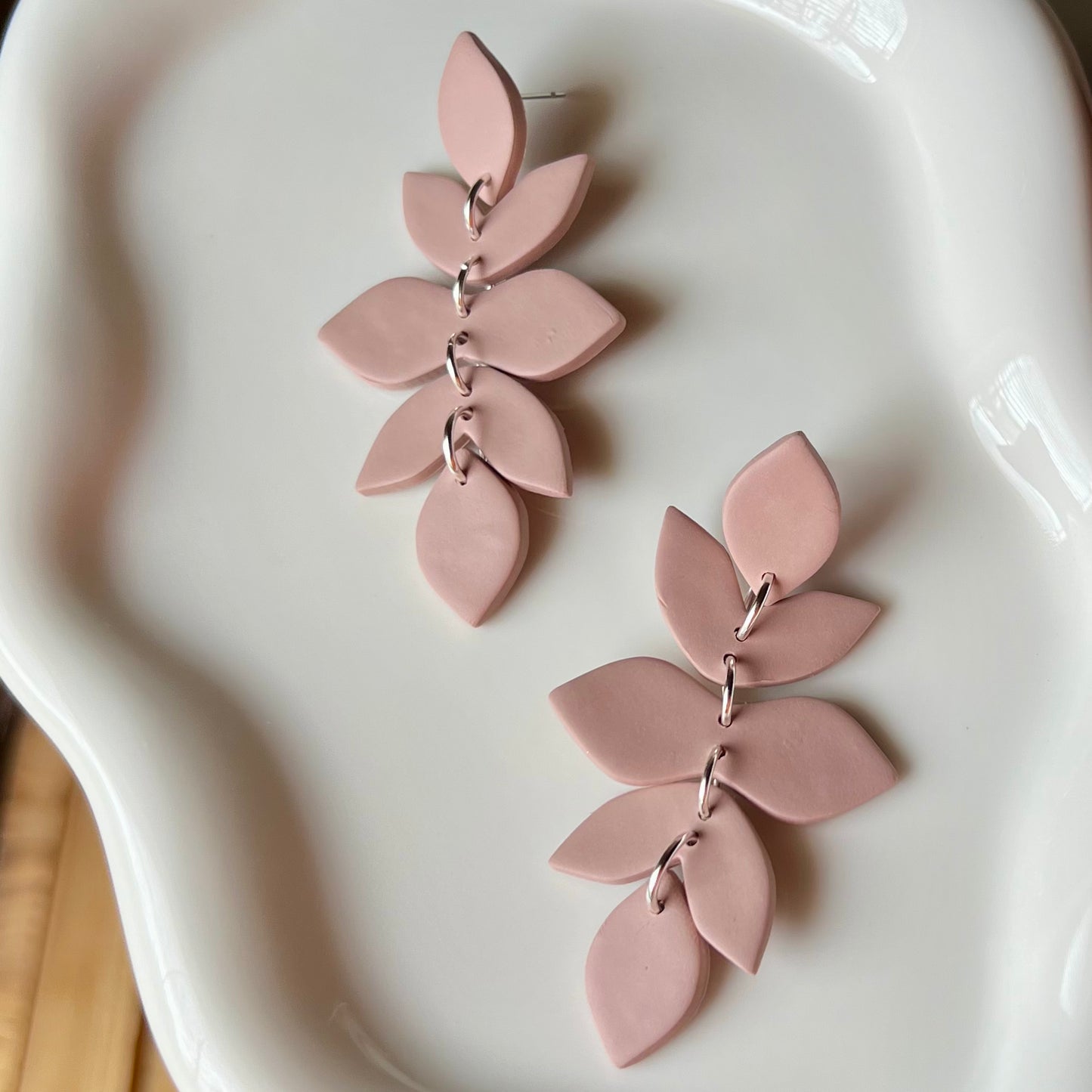 Leaf Dangle Polymer Clay Earrings