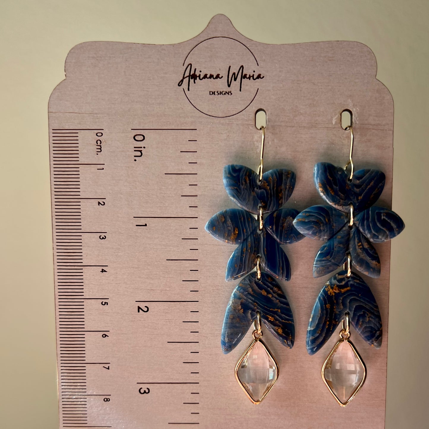 Blue Agate Marbled Polymer Clay Statement Earrings