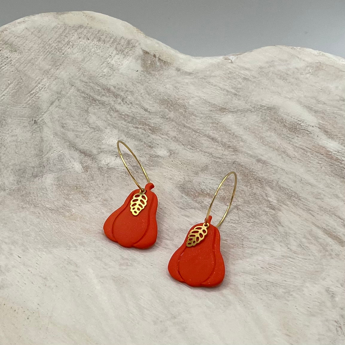 Squash Polymer Clay Hoop Earrings