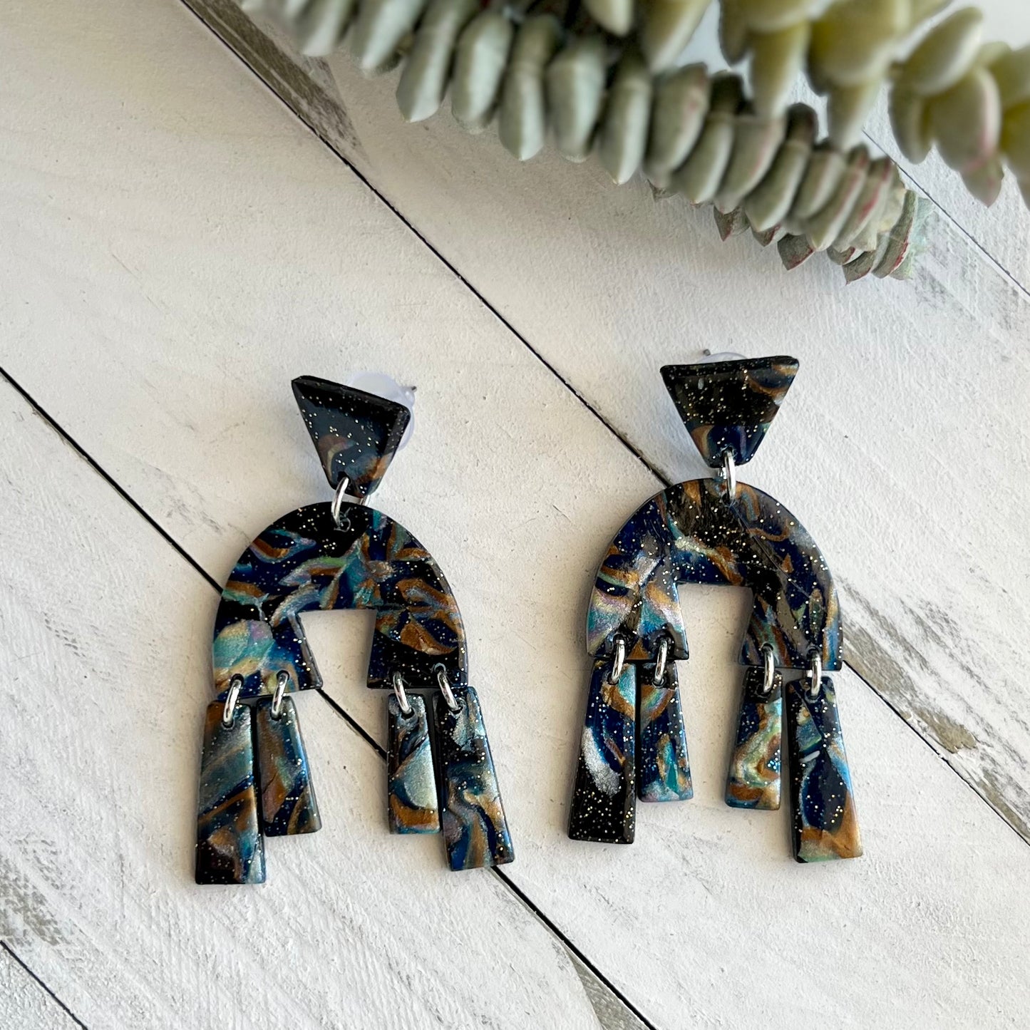 Dark Galaxy Polymer Clay Earrings