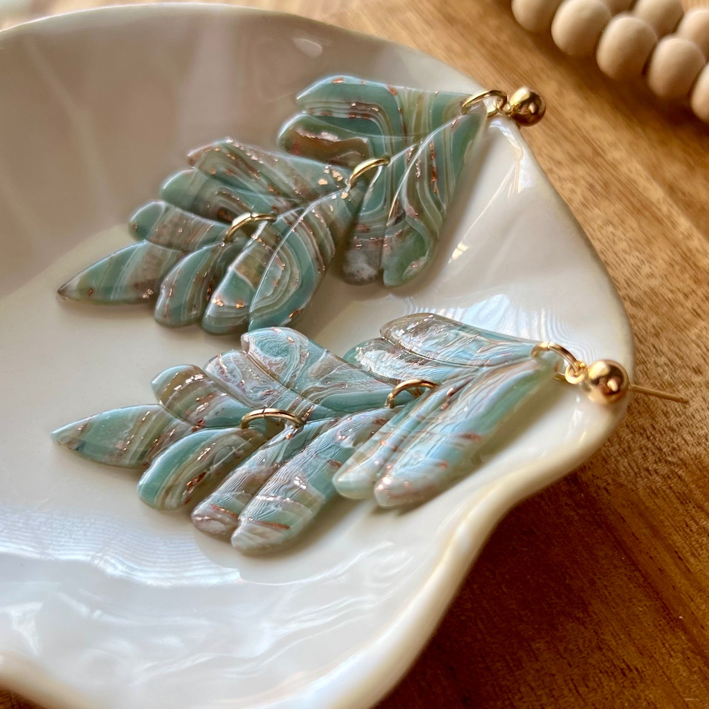 Ethereal Waves Collection: Foliage Polymer Clay Statement Earrings