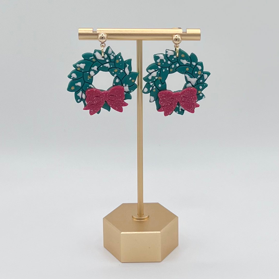 Christmas Wreath Polymer Clay Earrings