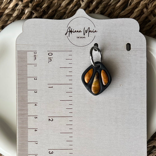 Polymer Clay Earrings - Amber Flame: Handmade Bezel Earrings, Lightweight Huggie Hoop Dangles