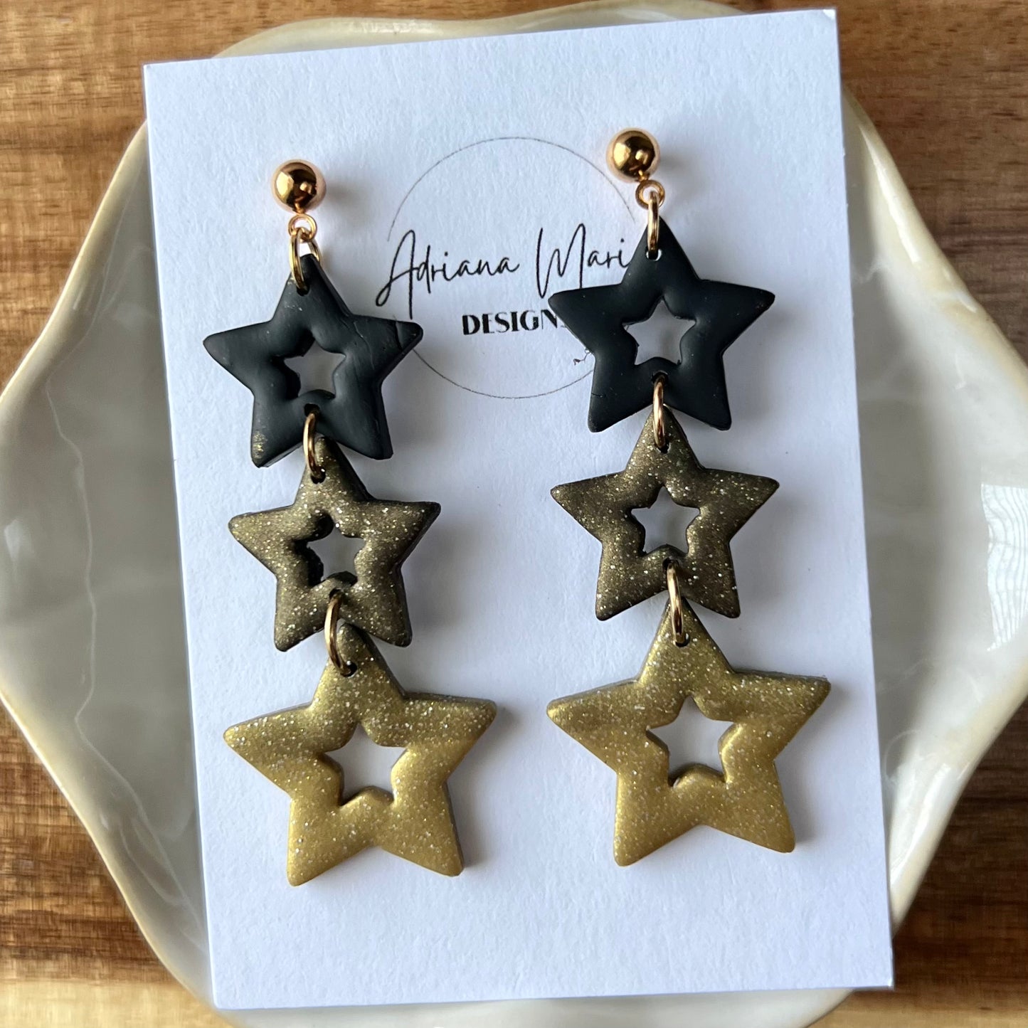 Triple Star Polymer Clay Earrings