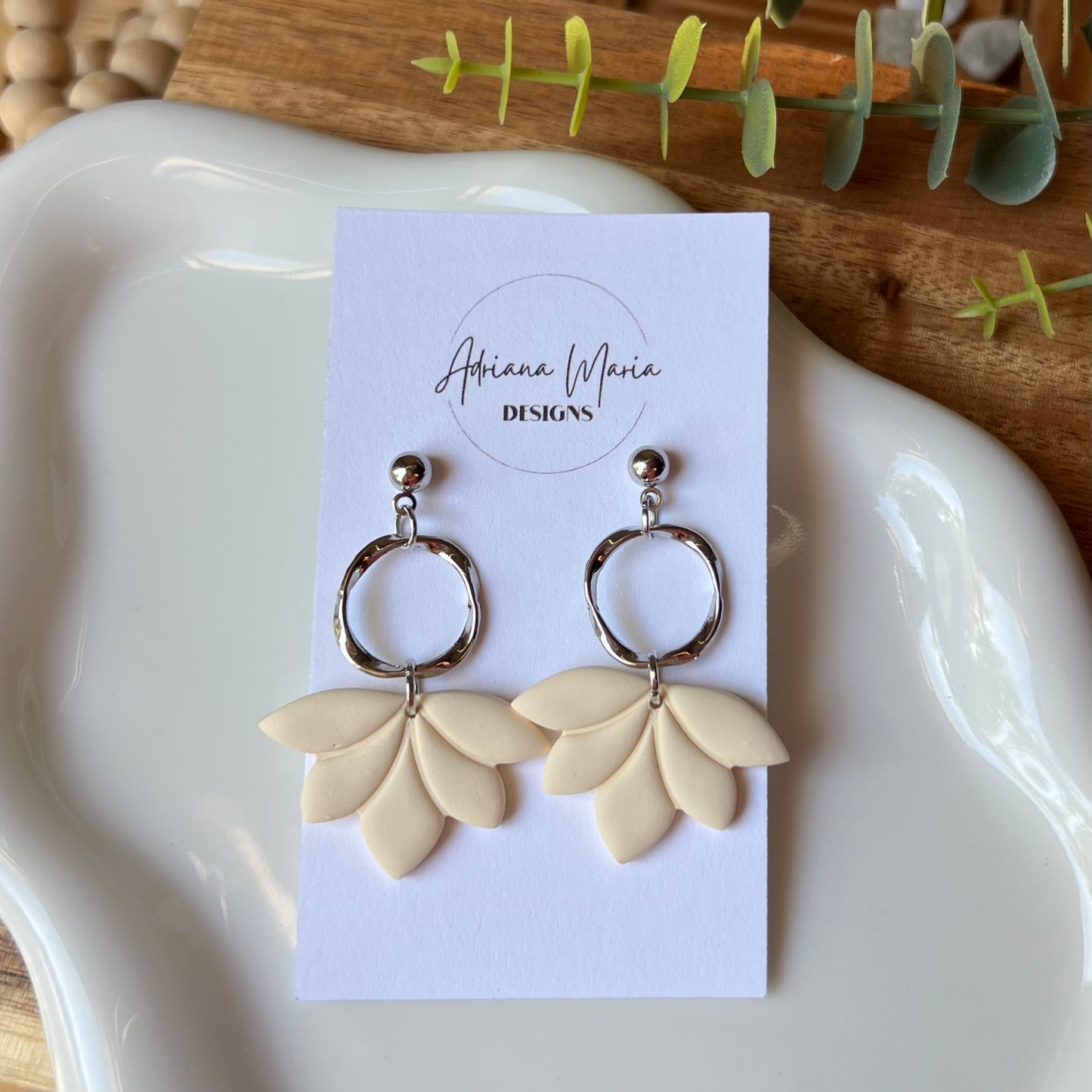 Lotus Polymer Clay Dangle Earrings