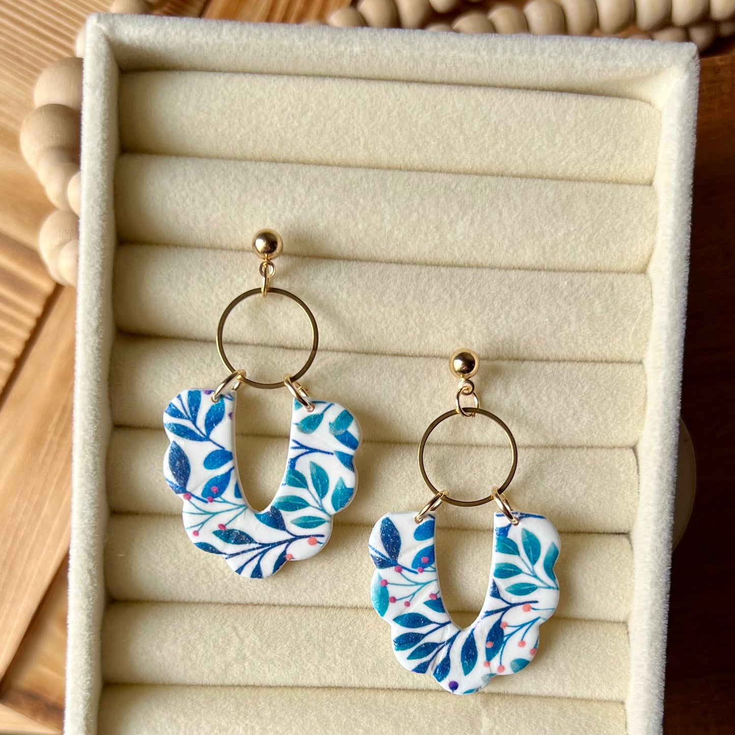 Spring Floral Polymer Clay Dangle Earrings