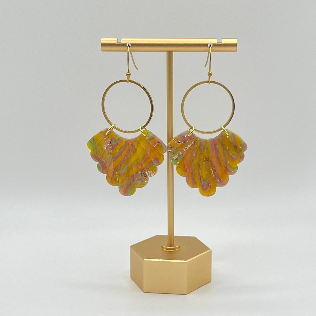 Scalloped Fan Polymer Clay Earrings