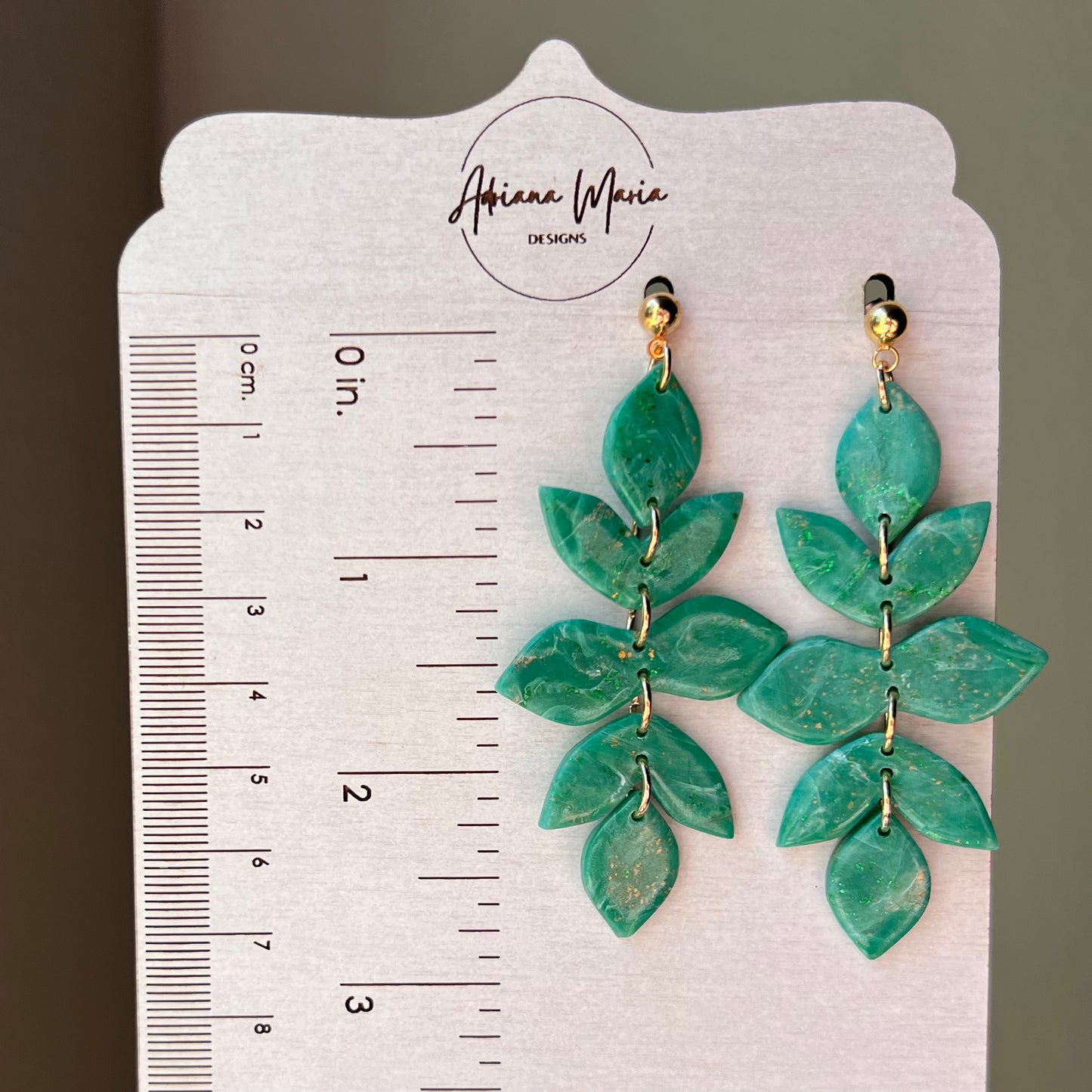 Emerald Green Marbled Polymer Clay Statement Earrings