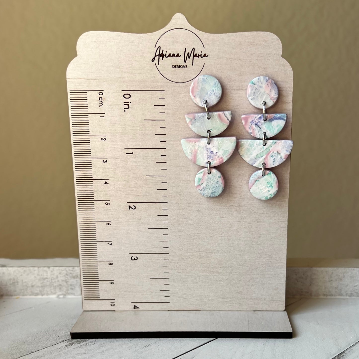 Watercolor Organic Polymer Clay Earrings - Lightweight Dangles