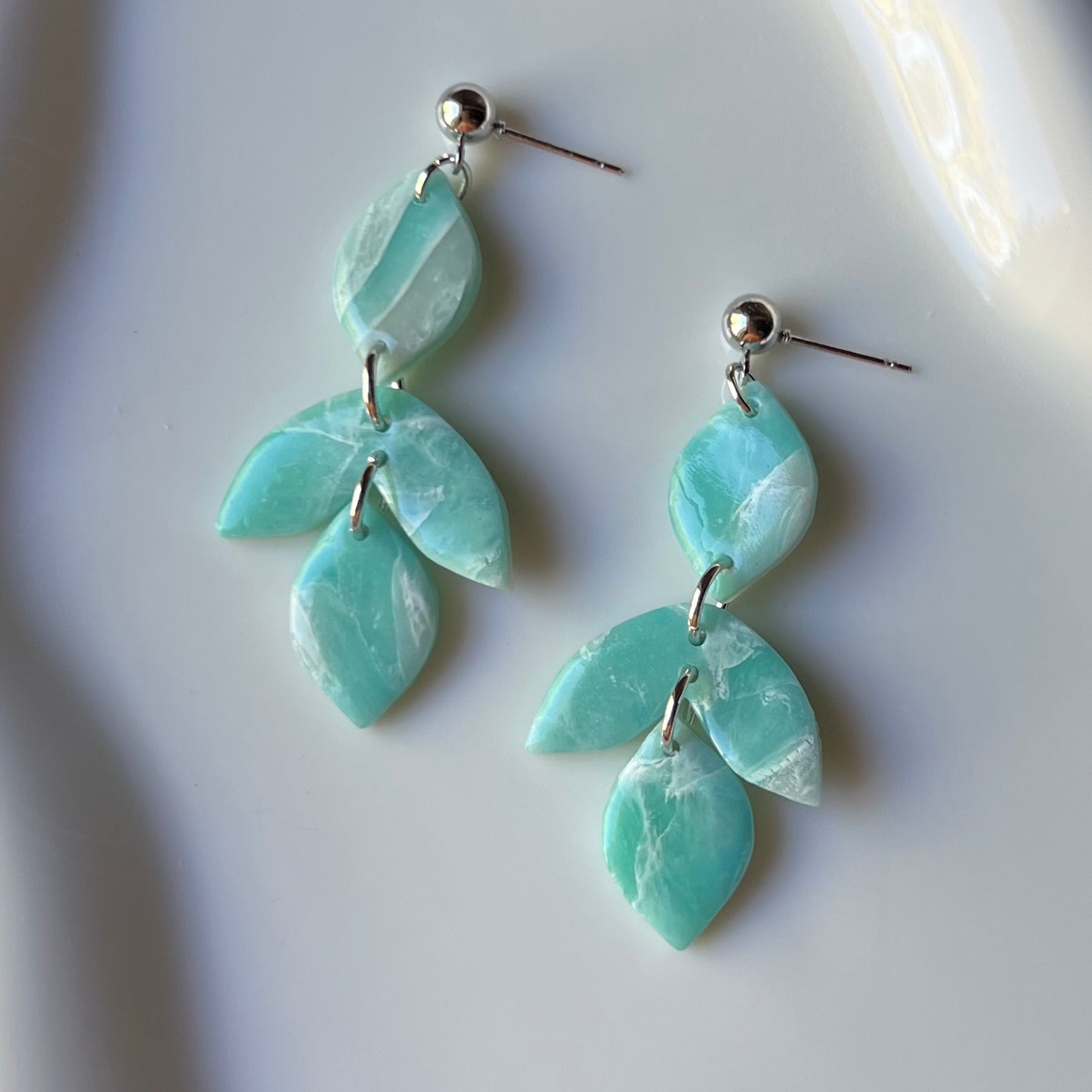 Ocean Waves Marbled Polymer Clay Earrings