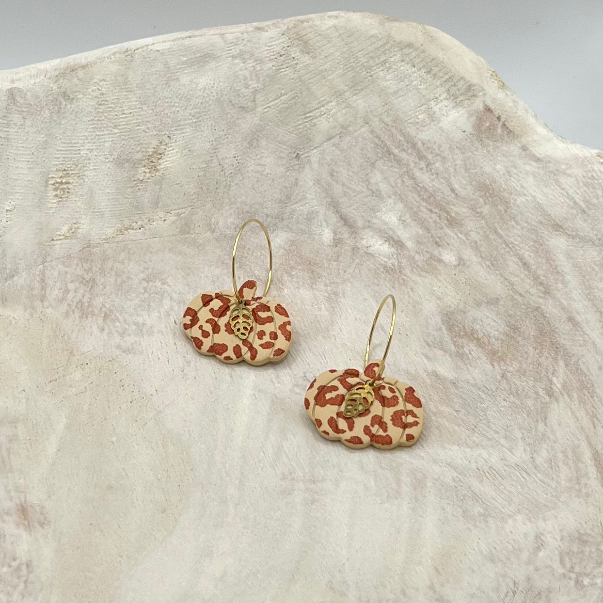 Pumpkin Polymer Clay Hoop Earrings