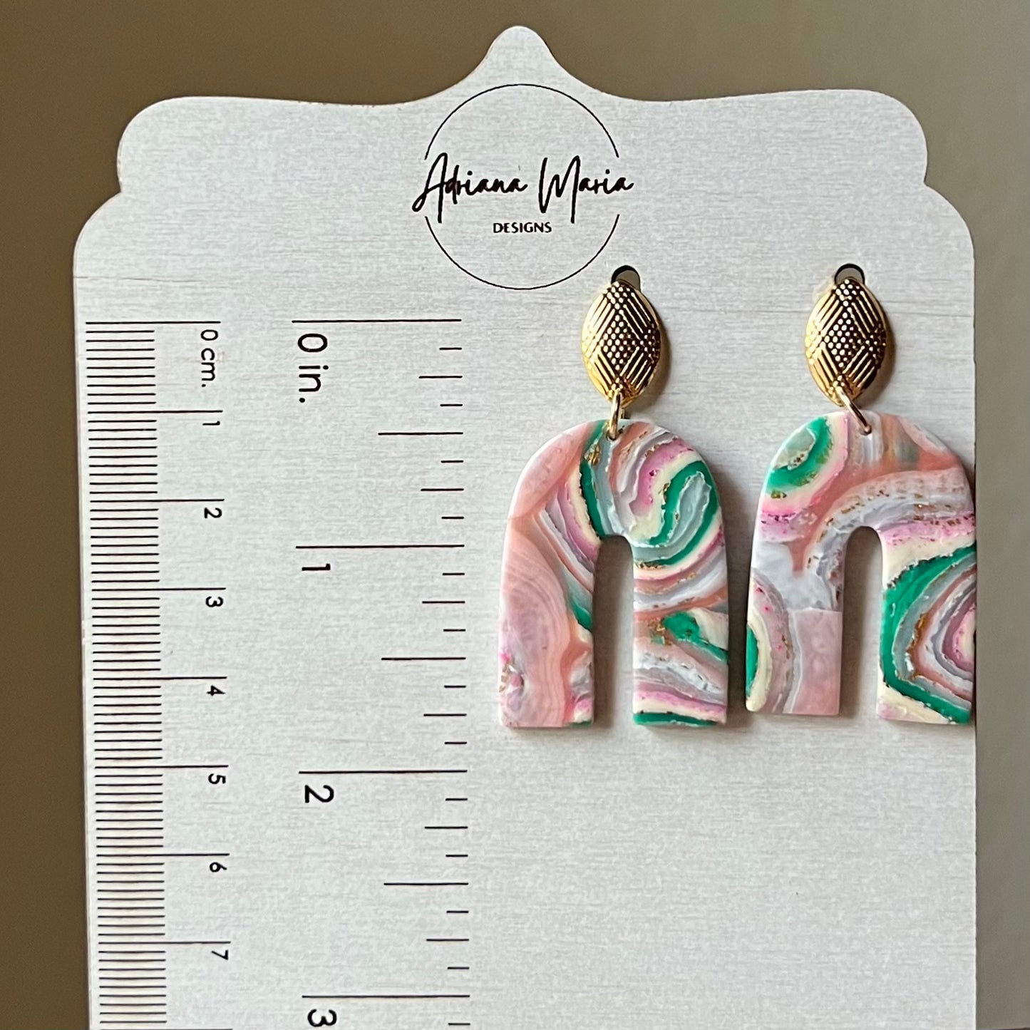 Faux Agate Arch Polymer Clay Earrings