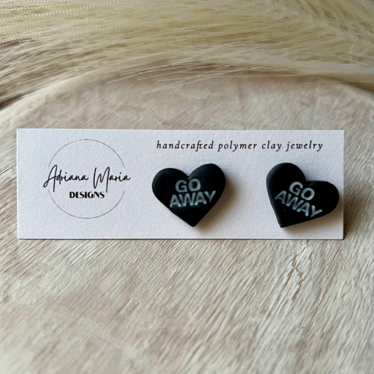 Anti-Valentines Day Conversation Hearts Polymer Clay Stud Earrings