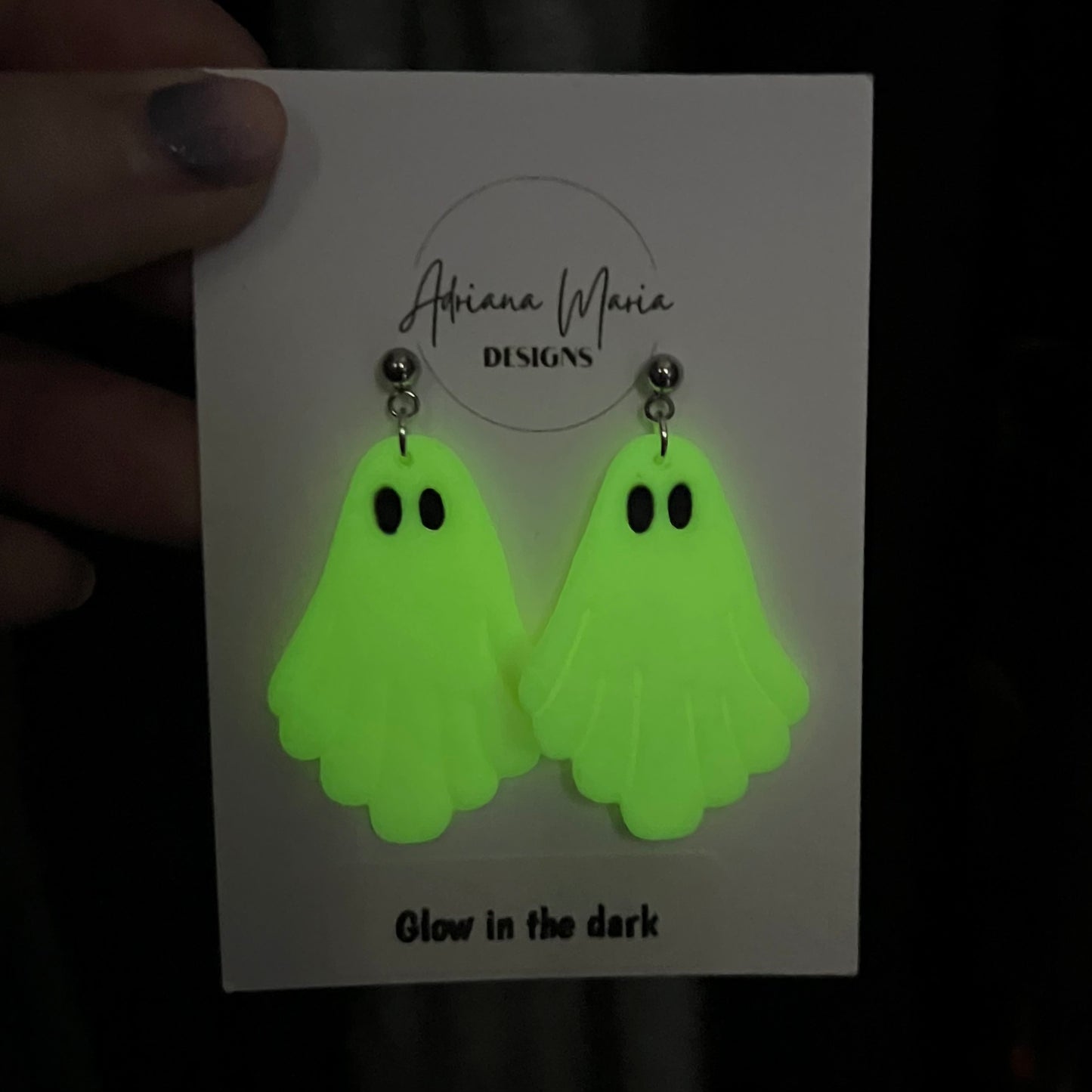Glow in the Dark Ghost Polymer Clay Dangle Earrings