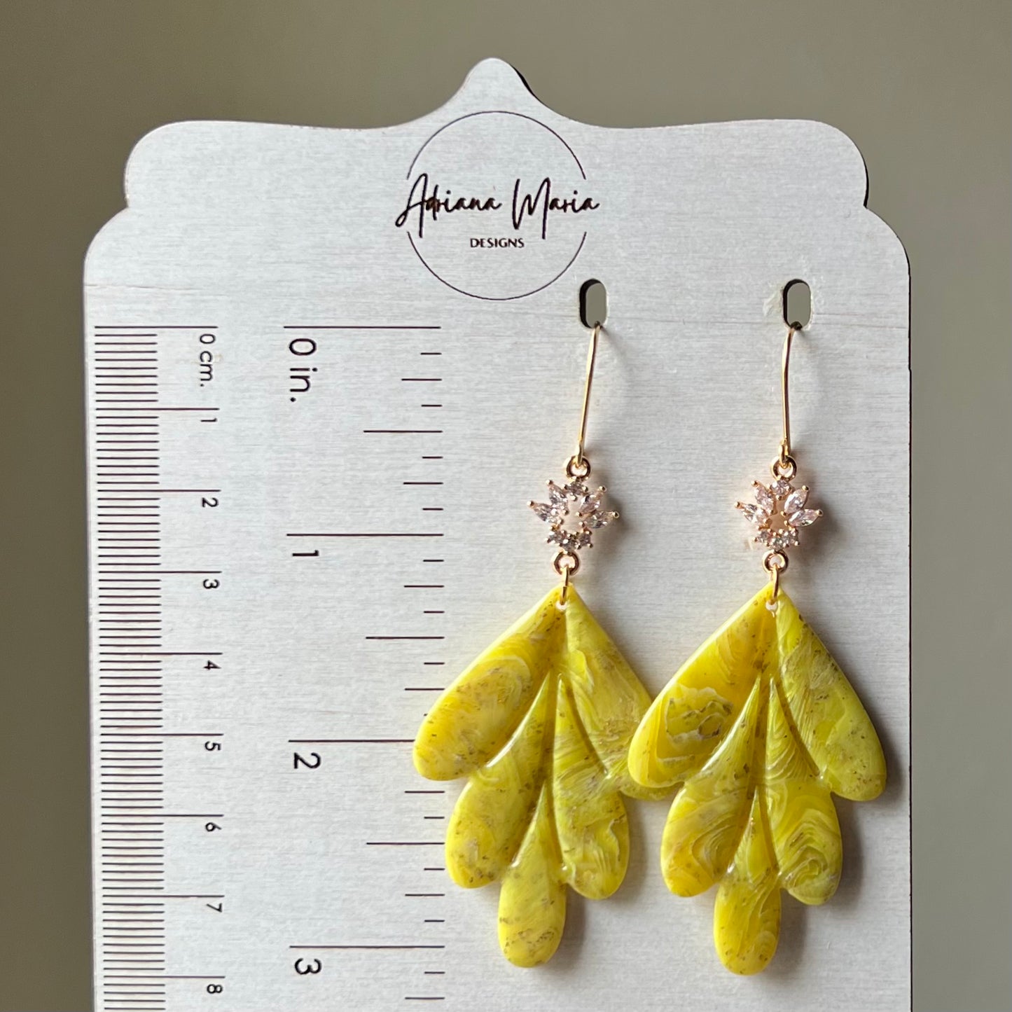Yellow Marbled Polymer Clay Statement Earrings