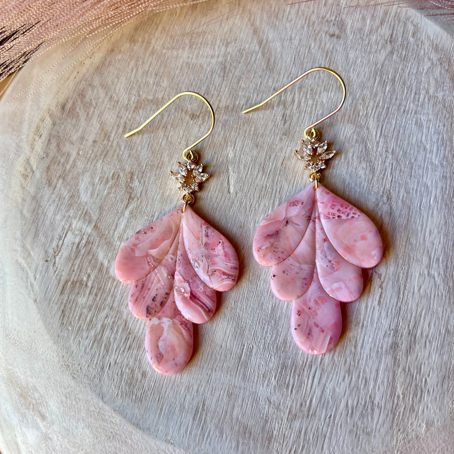 Rose Quartz Inspired Polymer Clay Earrings