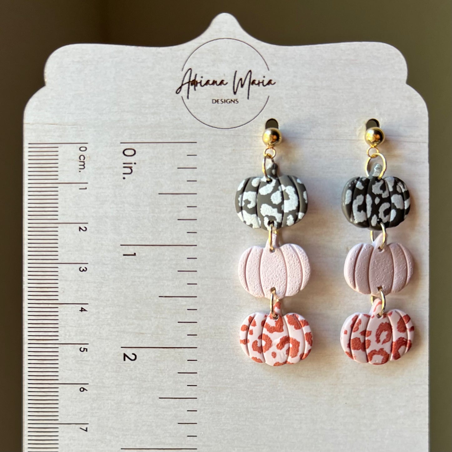 Animal Print Pumpkin Trio Polymer Clay Earrings
