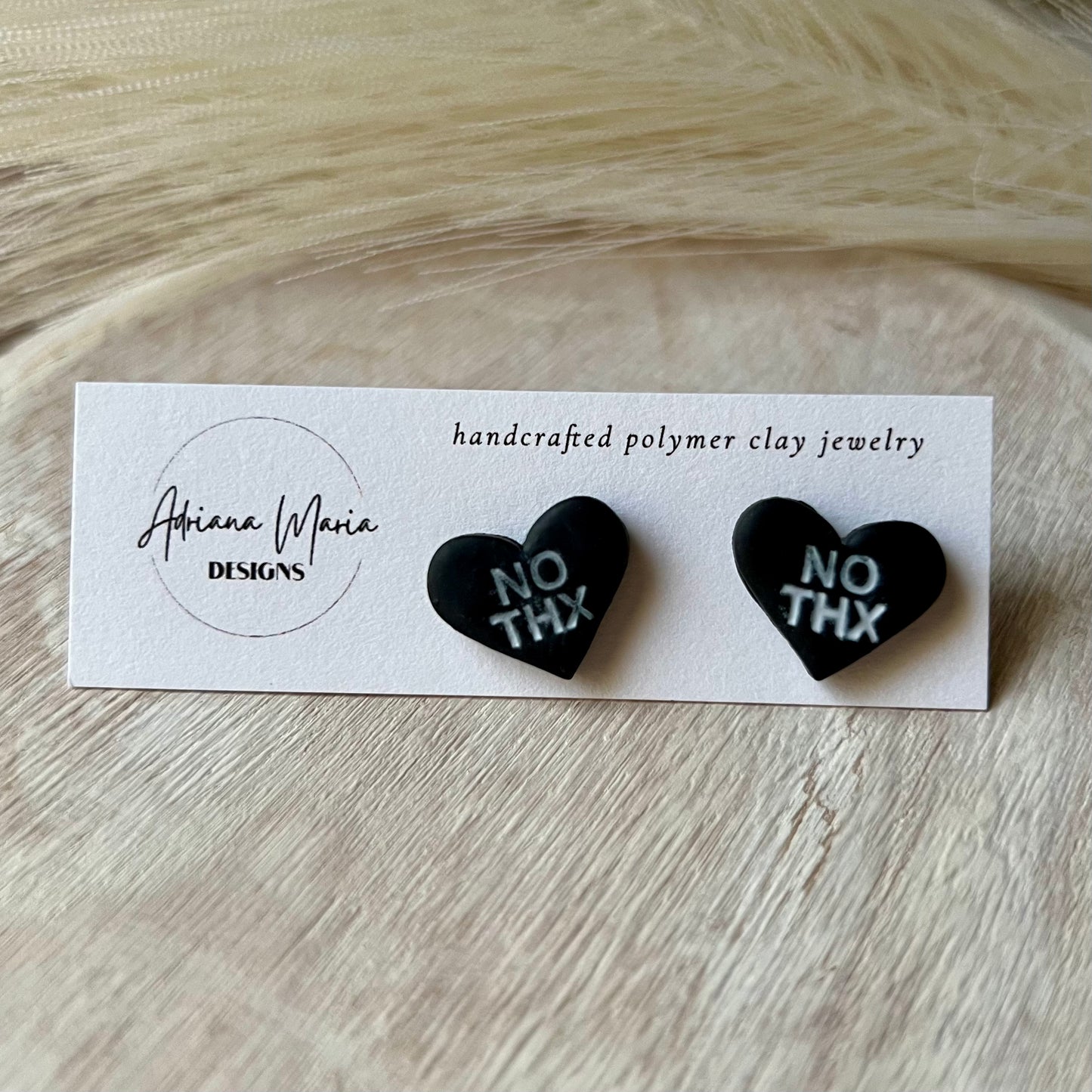 Anti-Valentines Day Conversation Hearts Polymer Clay Stud Earrings