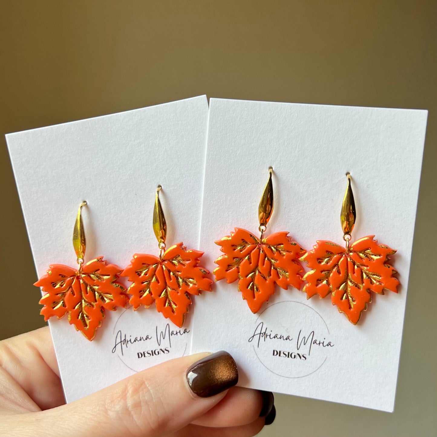 Maple Leaf Polymer Clay Earrings