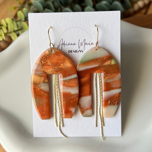Earthen Glow Statement Arch Polymer Clay Earrings