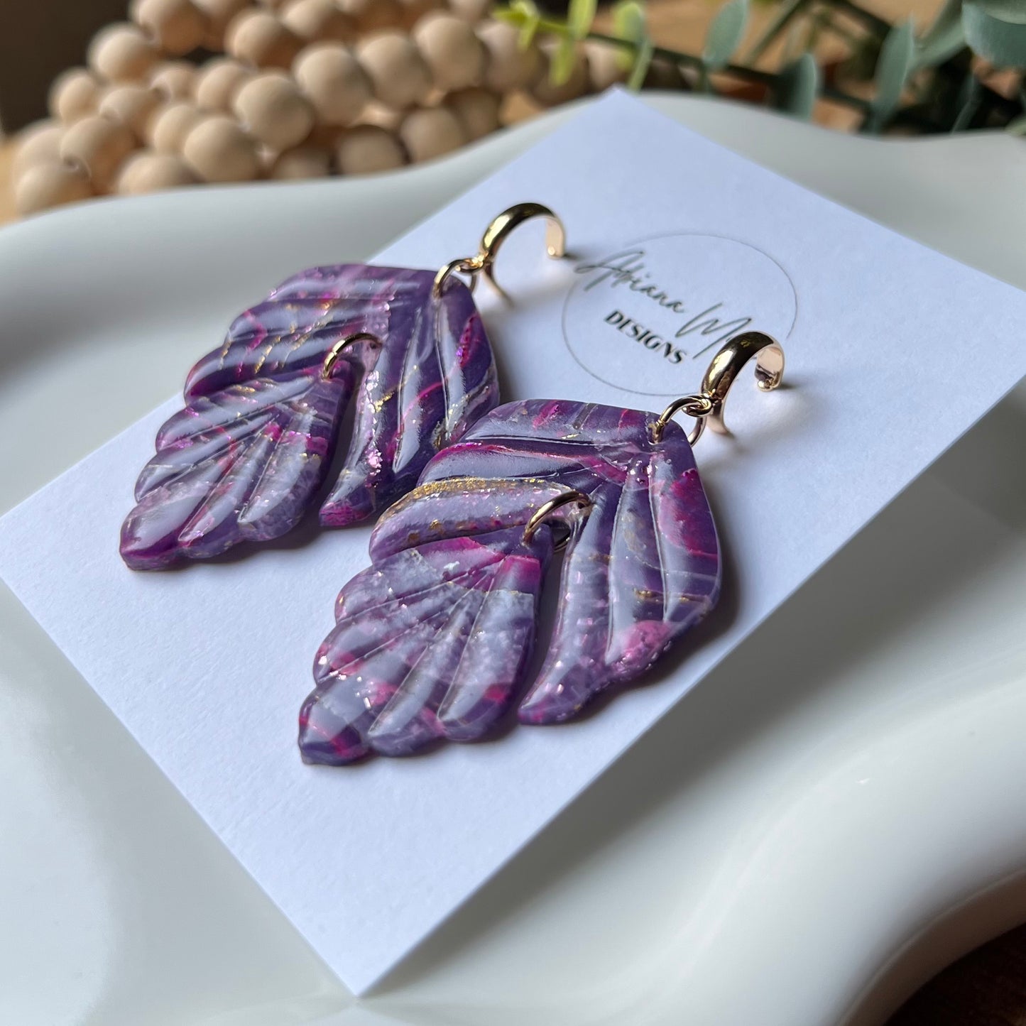 Dream In Purple: Agate Marbled Polymer Clay Earrings