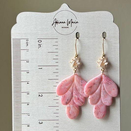Polymer Clay Earrings - Pink Rose Quartz Inspired Dangles