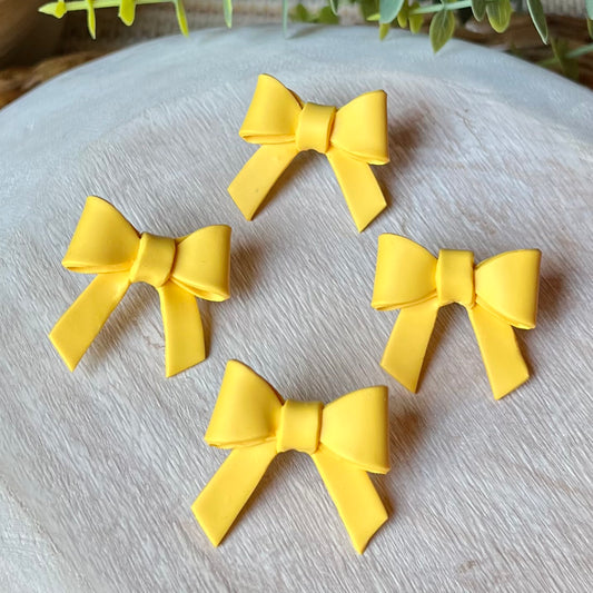 Yellow Bow Polymer Clay Large Stud Earrings