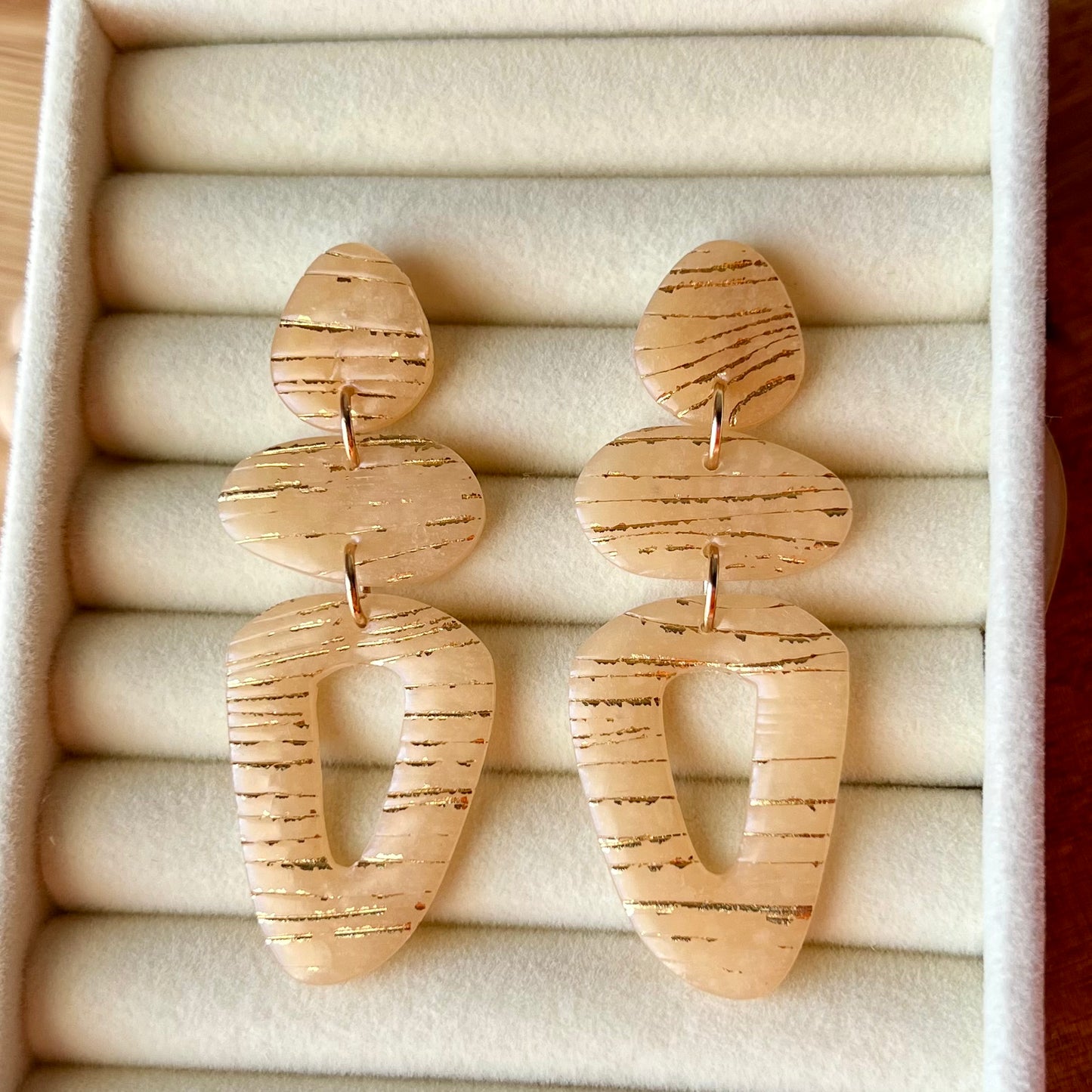 Beige Translucent Polymer Clay Earrings