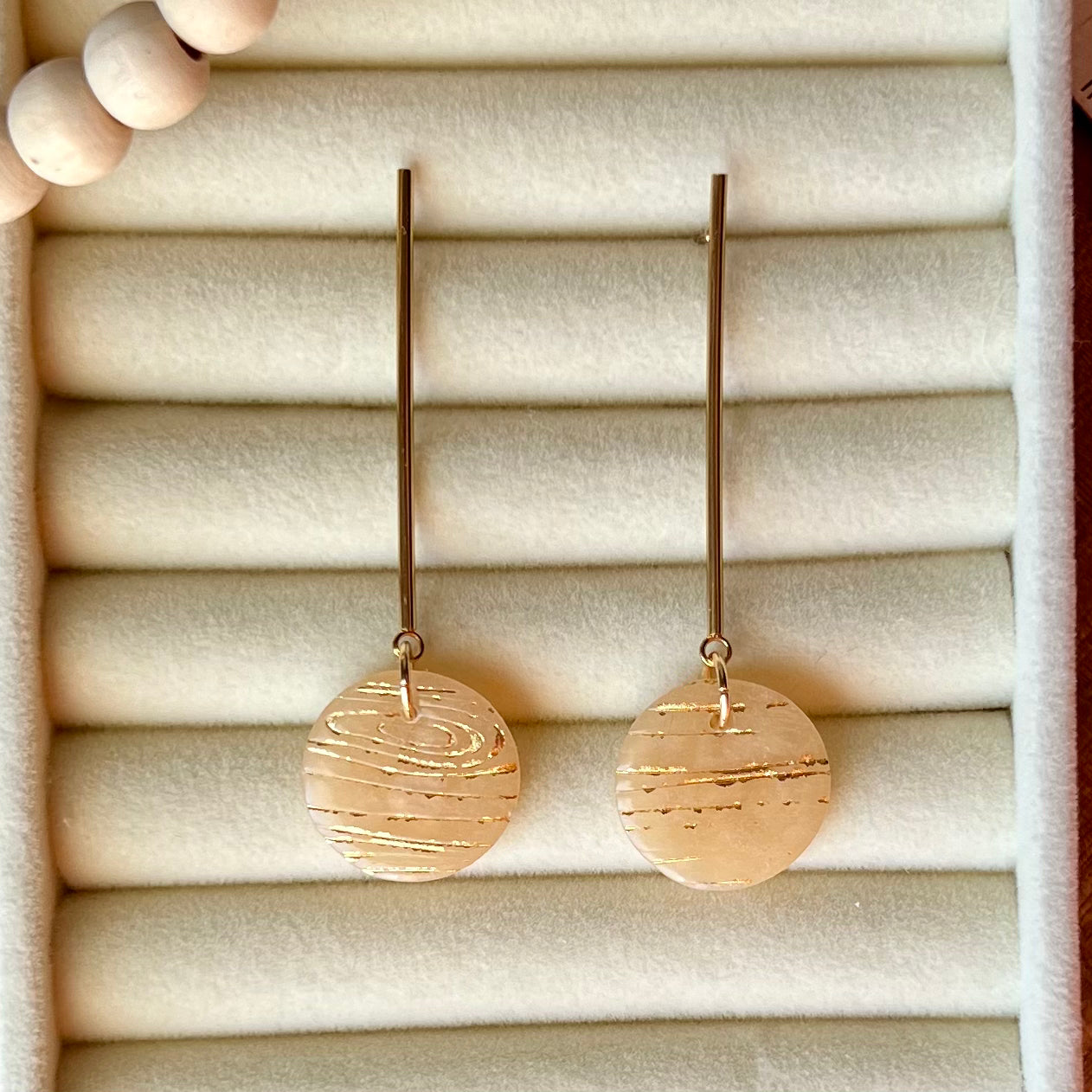 Beige Translucent Polymer Clay Earrings