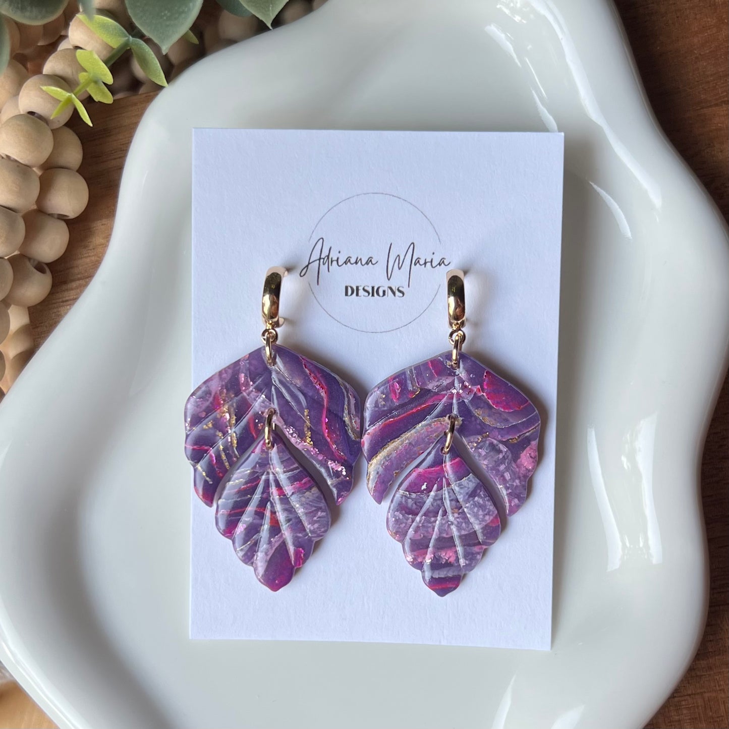 Dream In Purple: Agate Marbled Polymer Clay Earrings