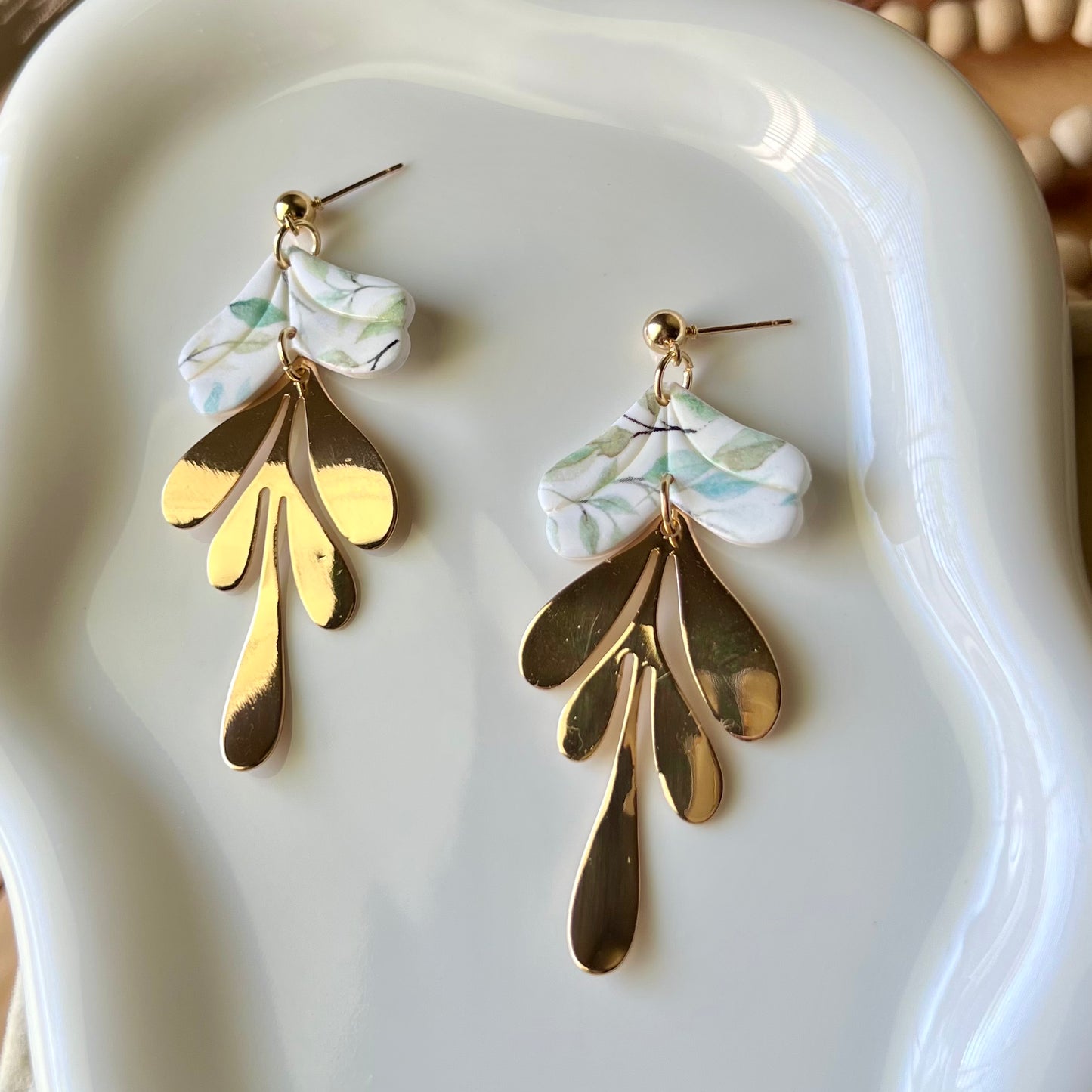 Spring Floral Polymer Clay Dangle Earrings