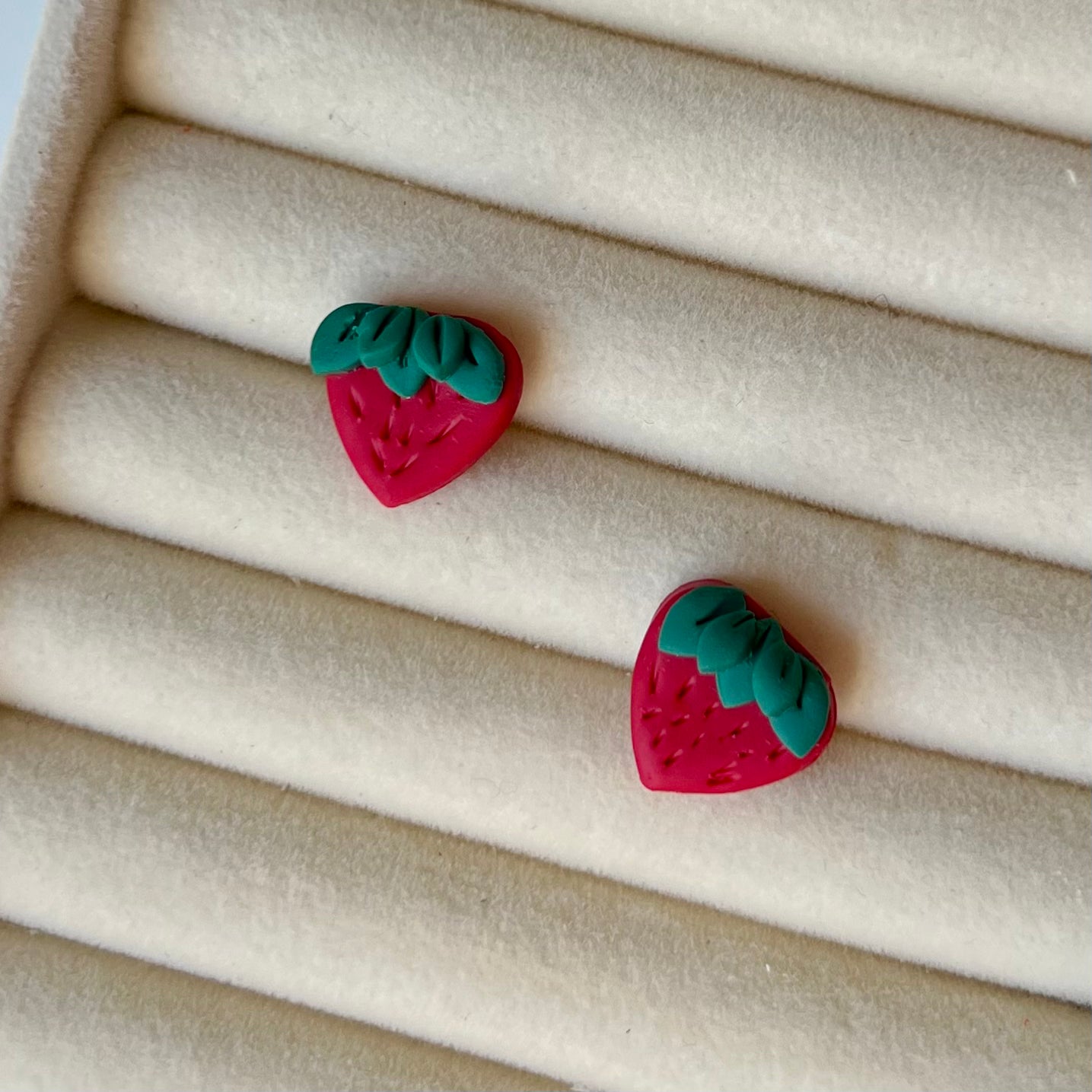 Strawberry Polymer Clay Stud Earrings