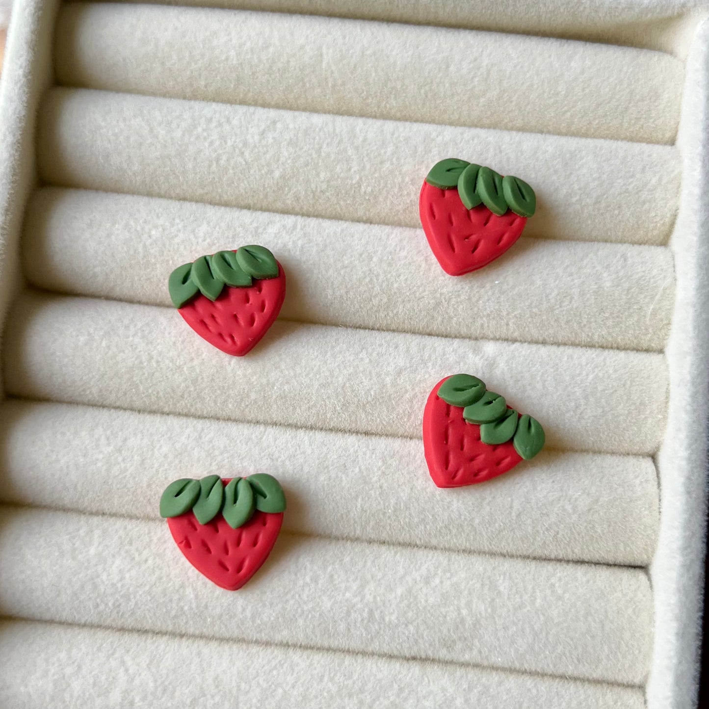 Strawberry Polymer Clay Stud Earrings