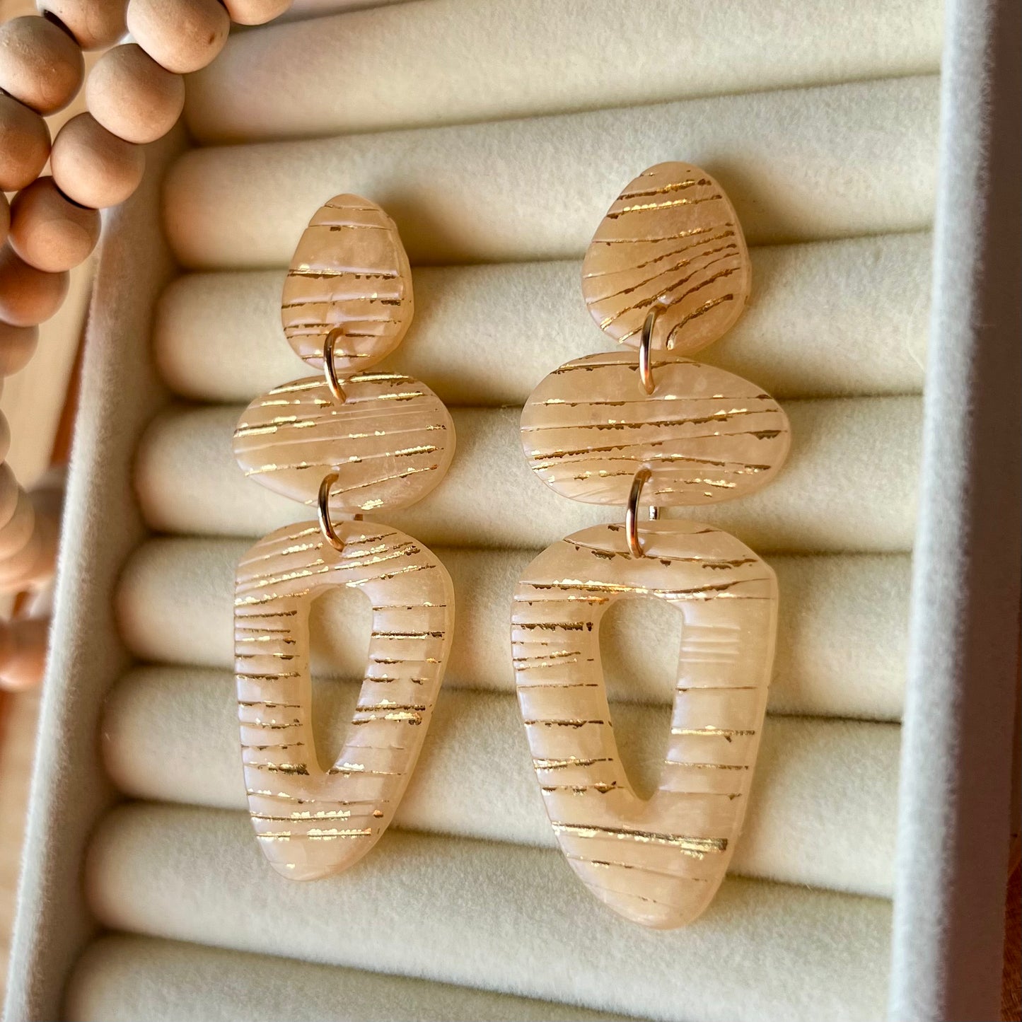 Beige Translucent Polymer Clay Earrings
