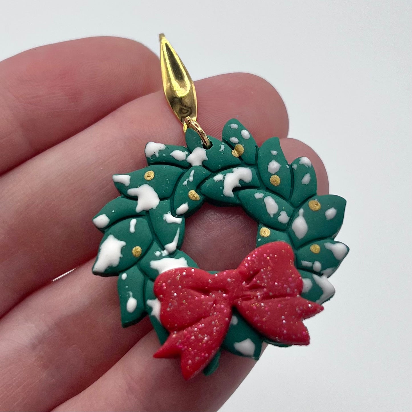 Christmas Wreath Polymer Clay Earrings