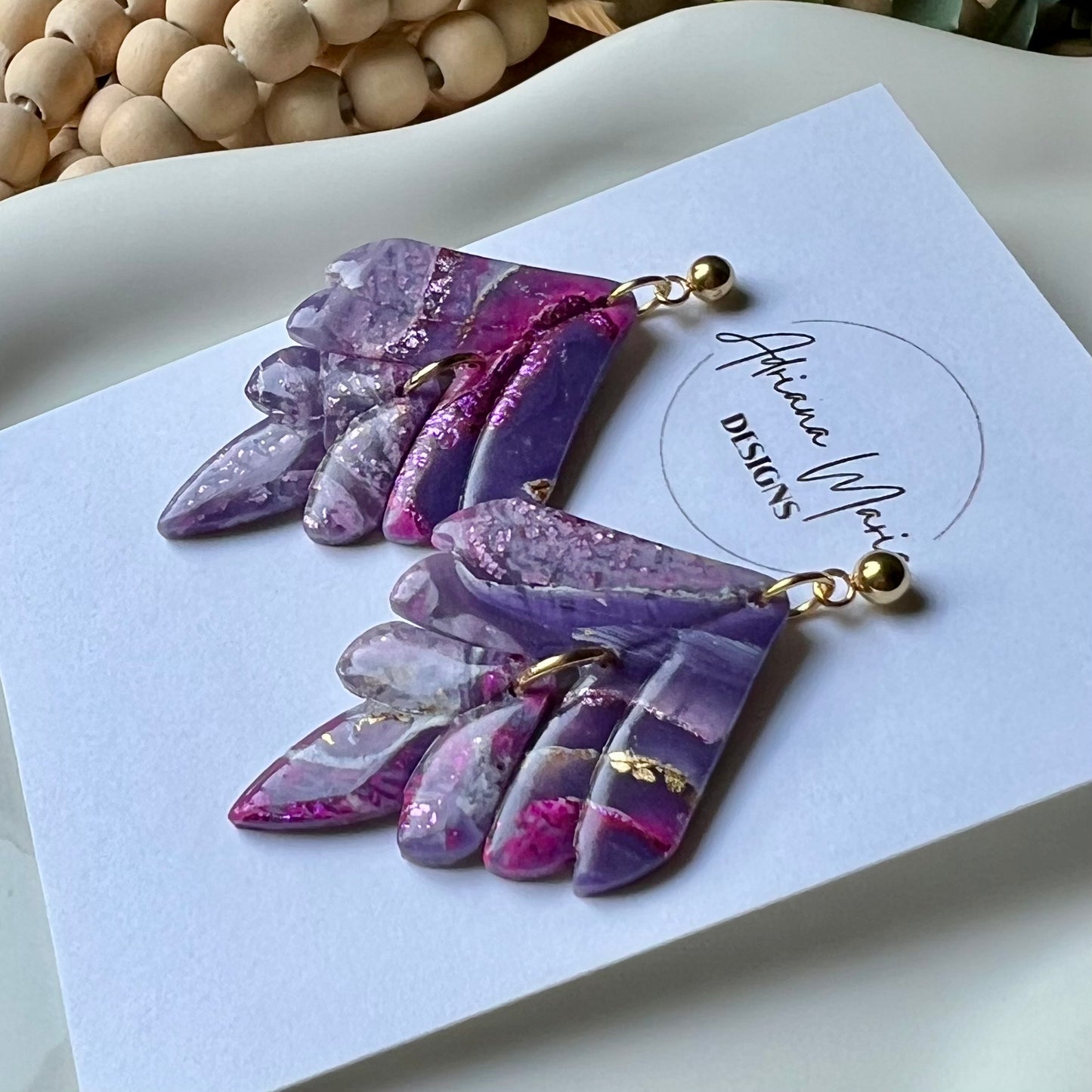 Dream In Purple: Agate Marbled Polymer Clay Earrings