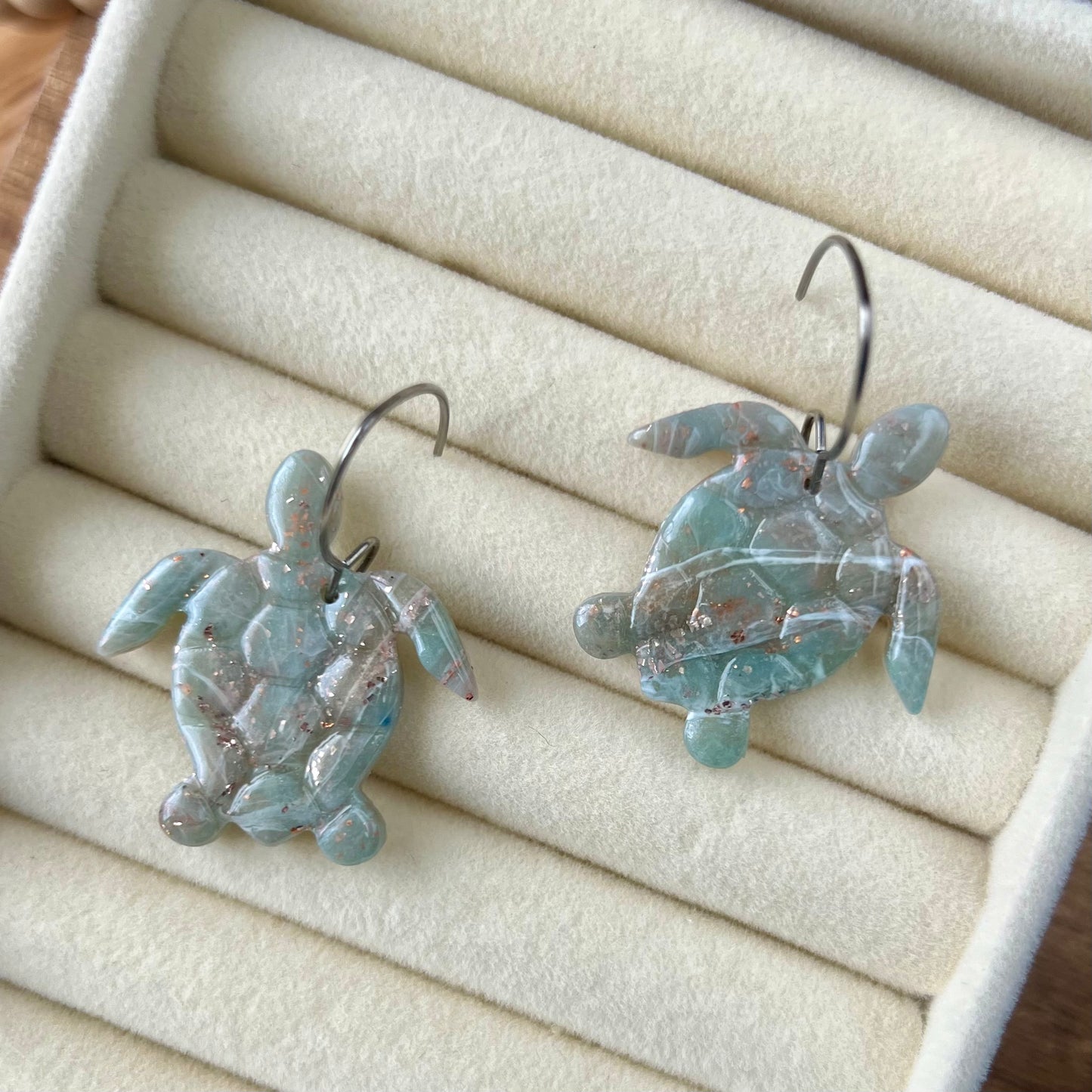 Ethereal Waves Collection: Sea Turtle Polymer Clay Earrings